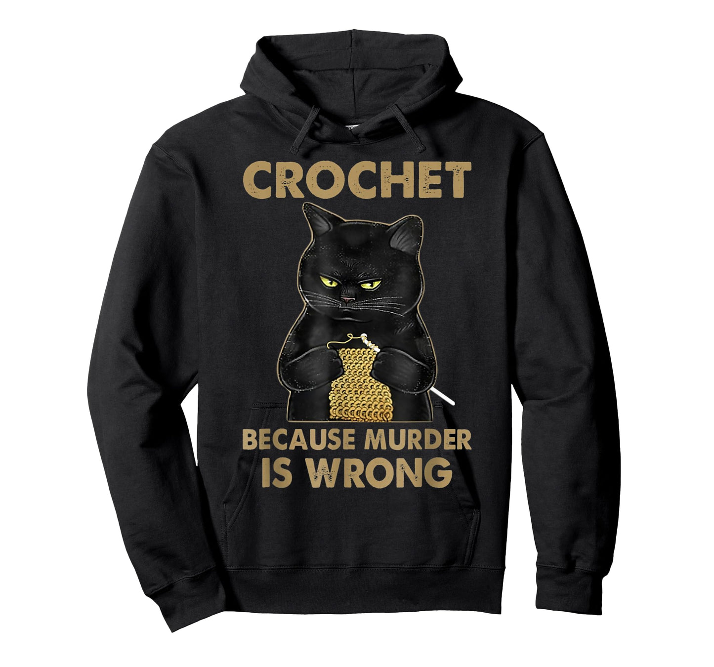 Crochet Because Murder is Wrong - Crochet Black Cat Yarn T-Shirt