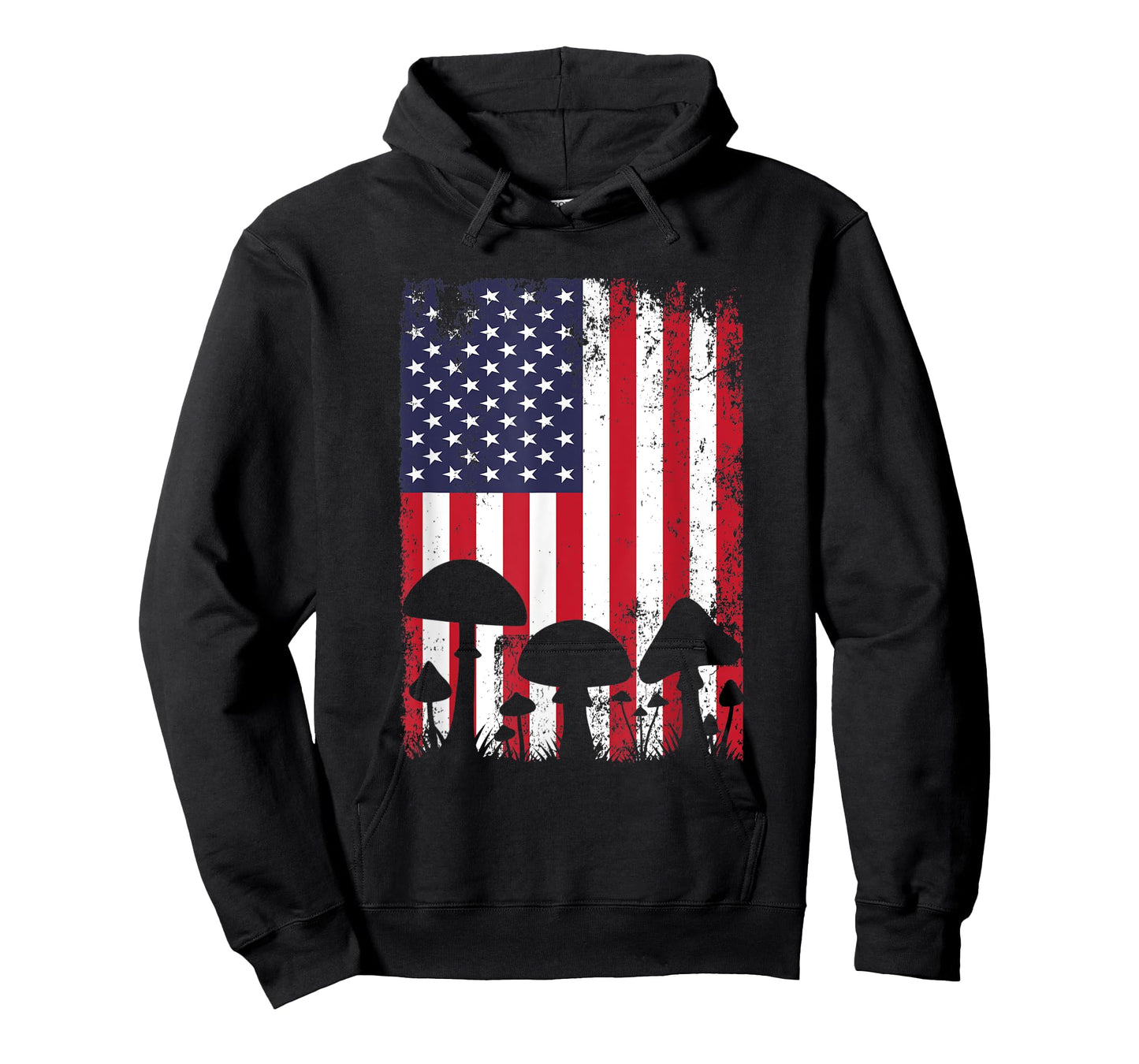 Fungi Mushroom Hunter Patriotic American USA Flag T-Shirt