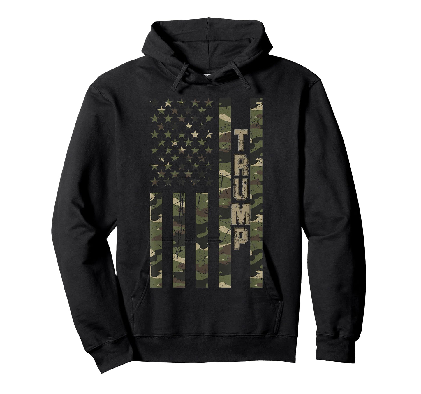 Trump United States Distressed Camo w US Flag T-Shirt