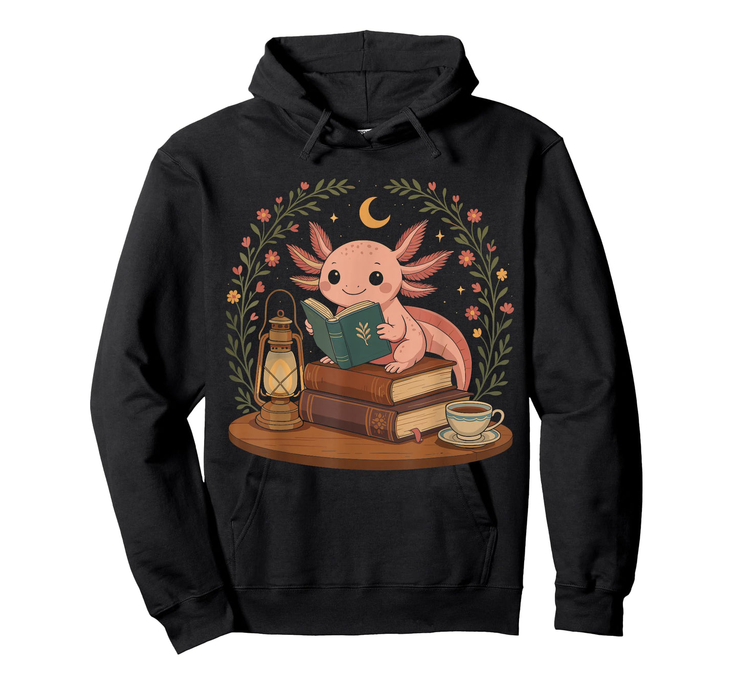 Cute Axolotl Reading Books Cozy Bookworm T-Shirt