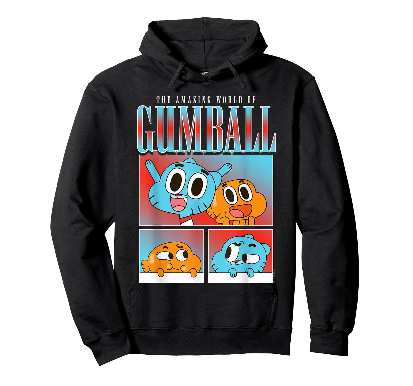 Gumball and Darwin Panels Colorful Cat and Fish Cartoon T-Shirt