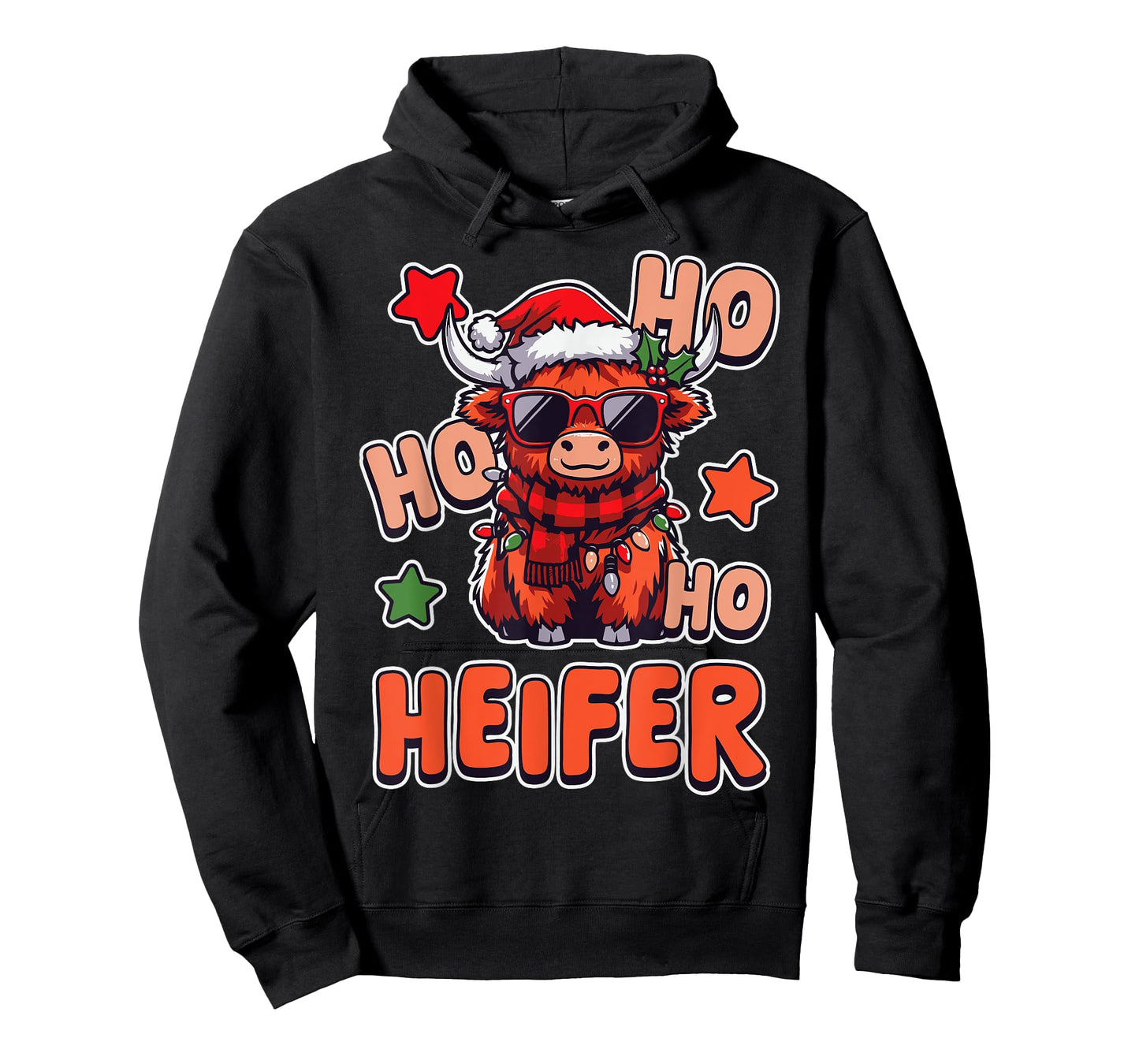Ho Ho Ho Heifer Funny Christmas Highland Cow Holiday T-Shirt