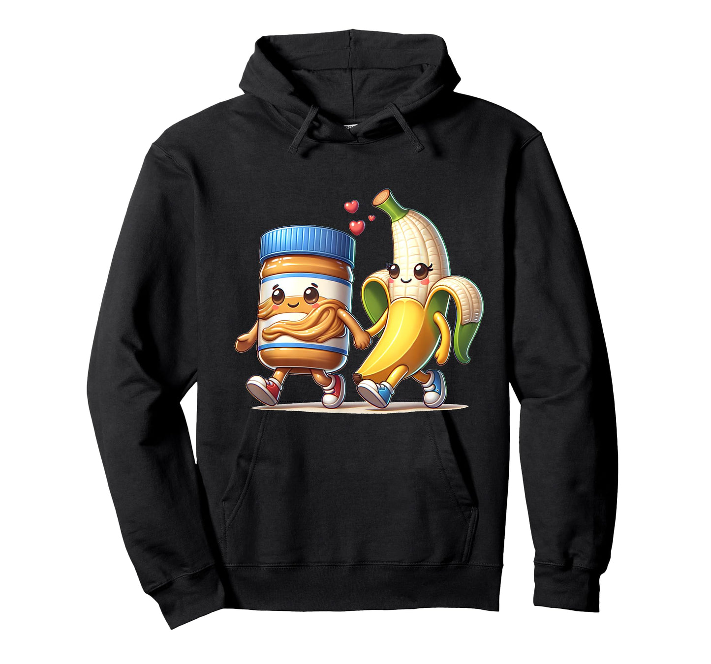 Funny Cute Banana and Peanut Butter Lovely couple Cartoon T-Shirt
