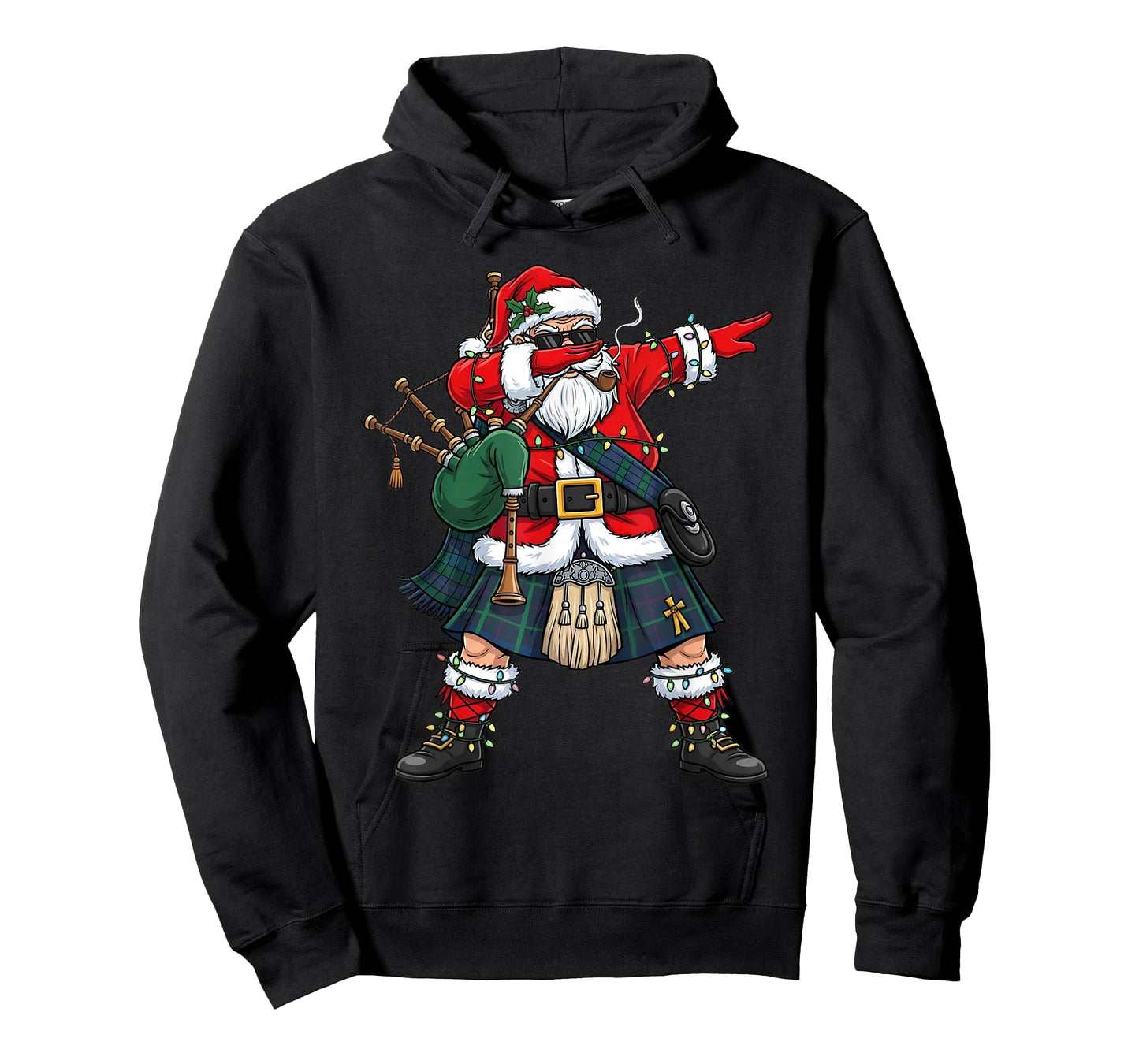 Funny Scottish Santa Bagpipes Dabbing Christmas Holiday Kids T-Shirt