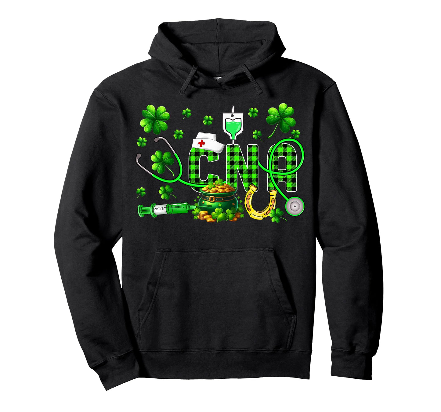 CNA Nurse Stethoscope Shamrocks Lucky Patrick's Day Coin T-Shirt