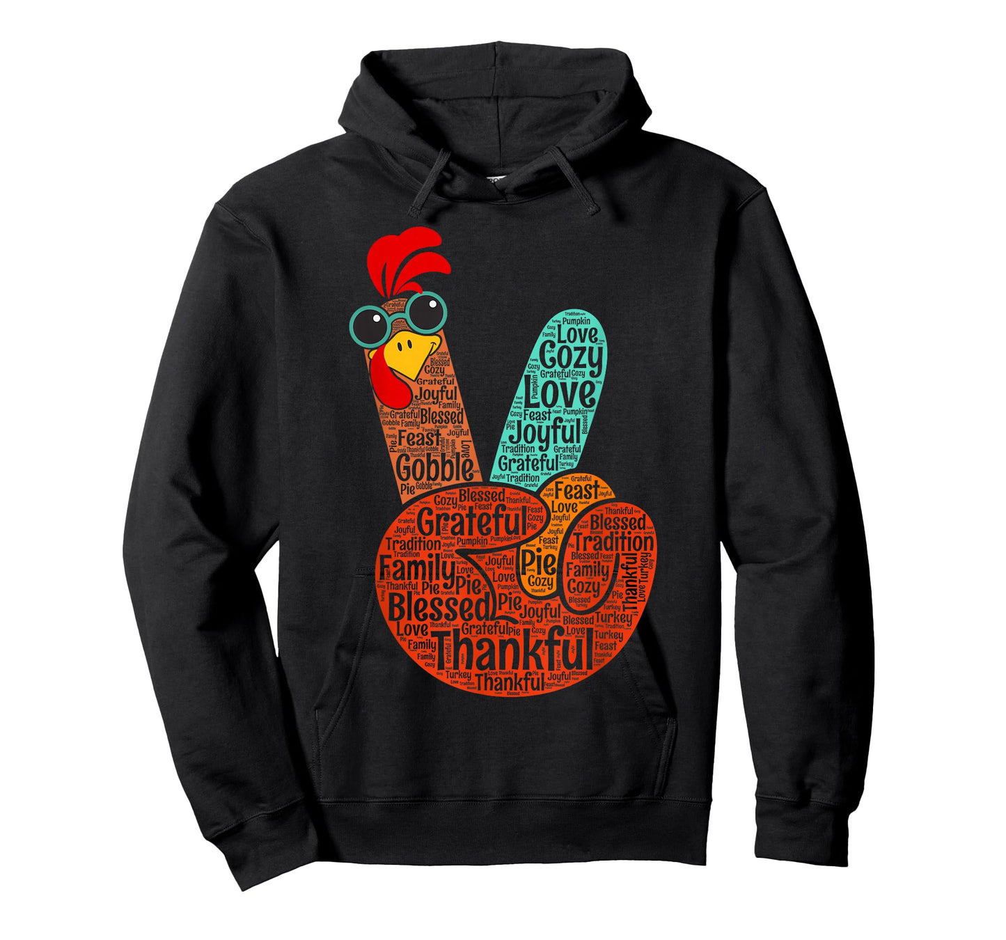 Peace Sign Love Turkey Hand Sign Funny Thanksgiving T-Shirt