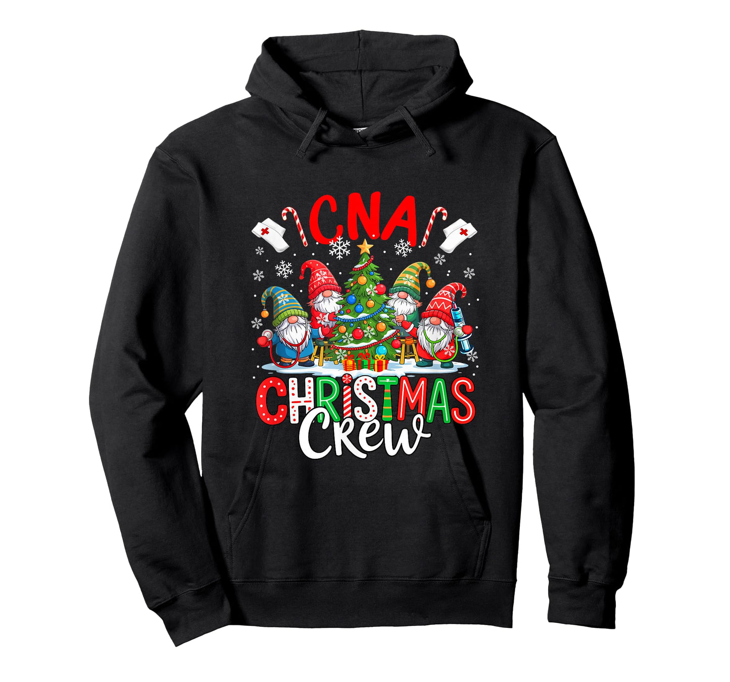 CNA Christmas Crew Group Gnomes Nurses Decorating Xmas Tree T-Shirt