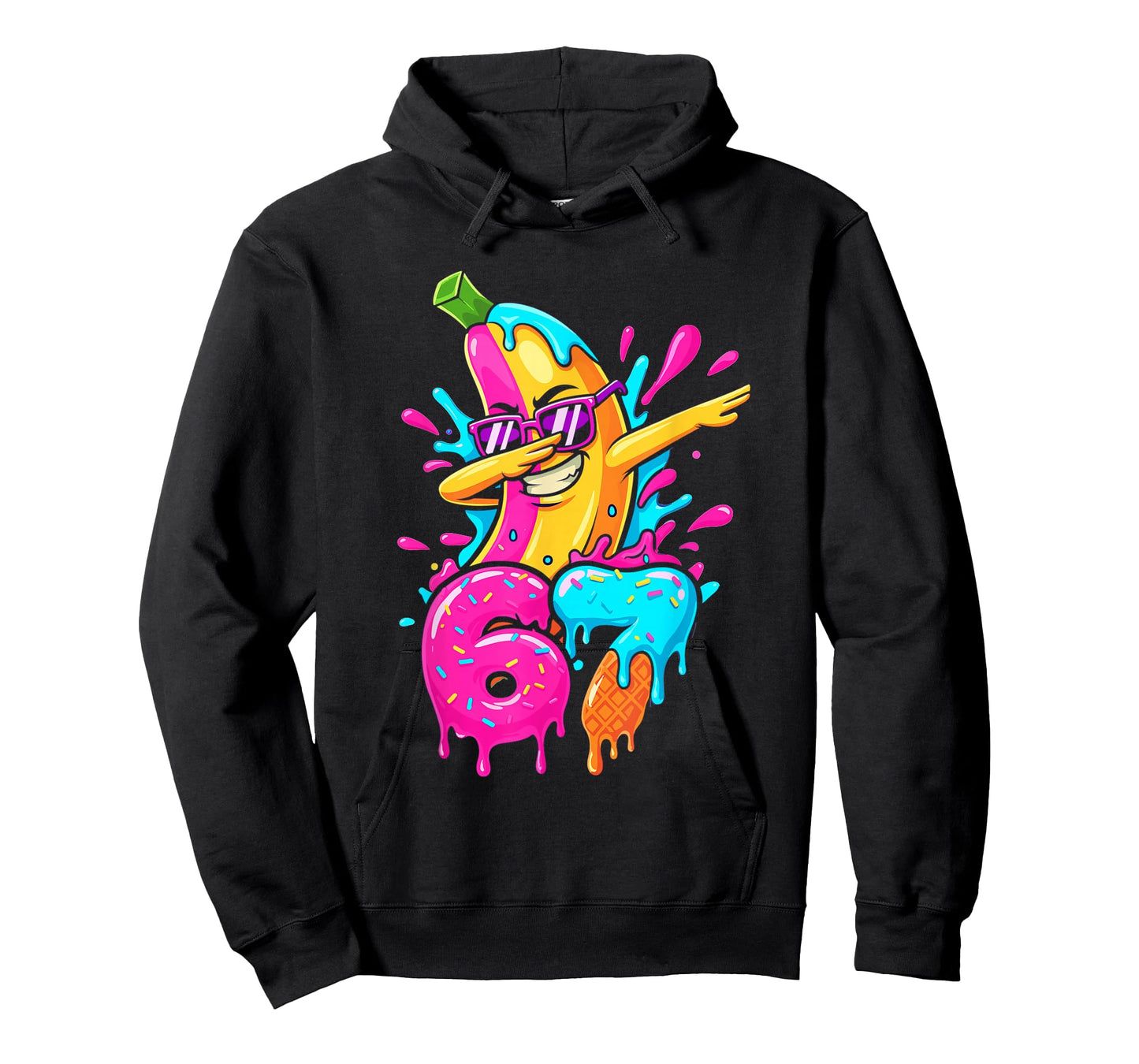 67 Funny Baseball Dabbing Banana 6 7 Dripping Ice Cream Meme T-Shirt