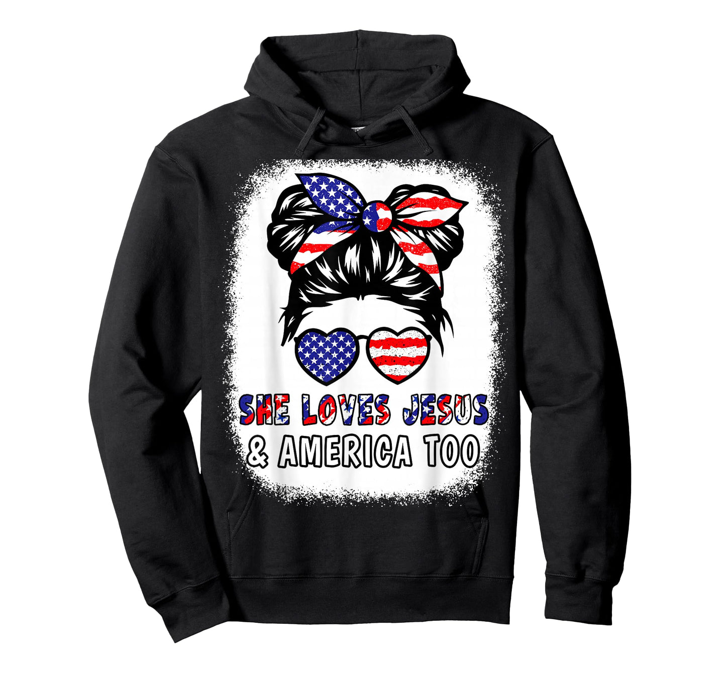 Girl Loves Jesus & America 4th July Flag USA Patriotic Women T-Shirt