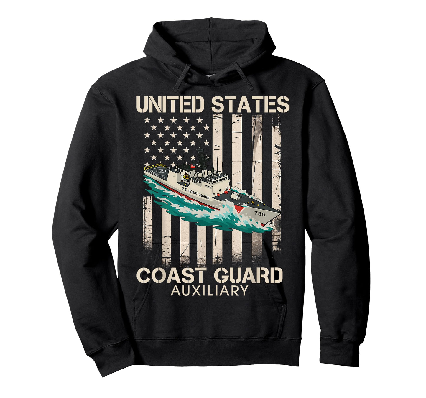 Patriotic US Coast Guard Auxiliary USCG USA Flag Veterans T-Shirt