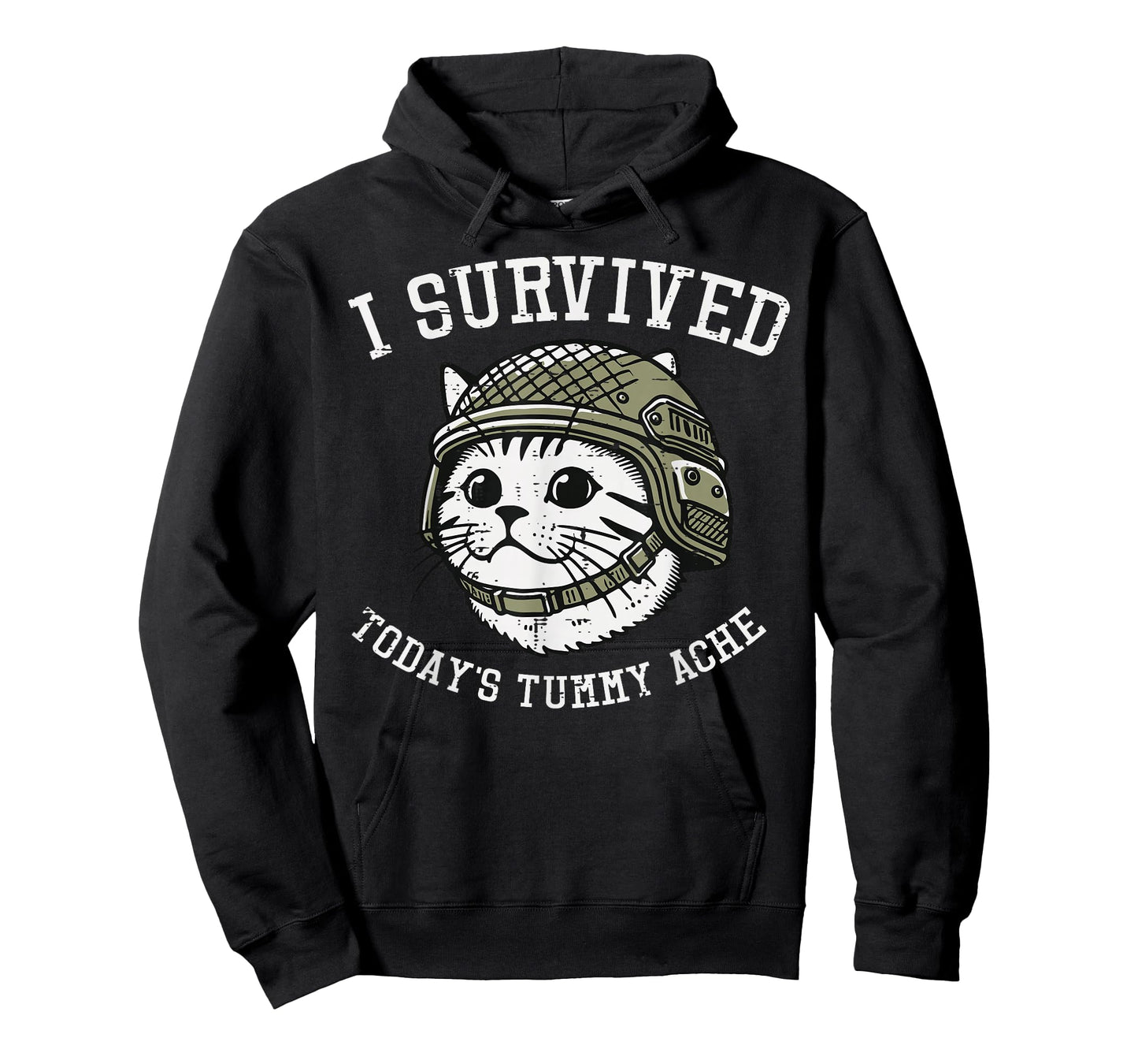 I Survived Todays Tummy Ache Cat Funny Saying Cringe Weird T-Shirt