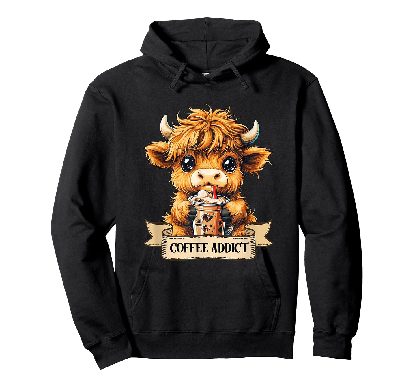 Cute Highland Cow Coffee Addict Funny Drink Coffee Cowgirl T-Shirt