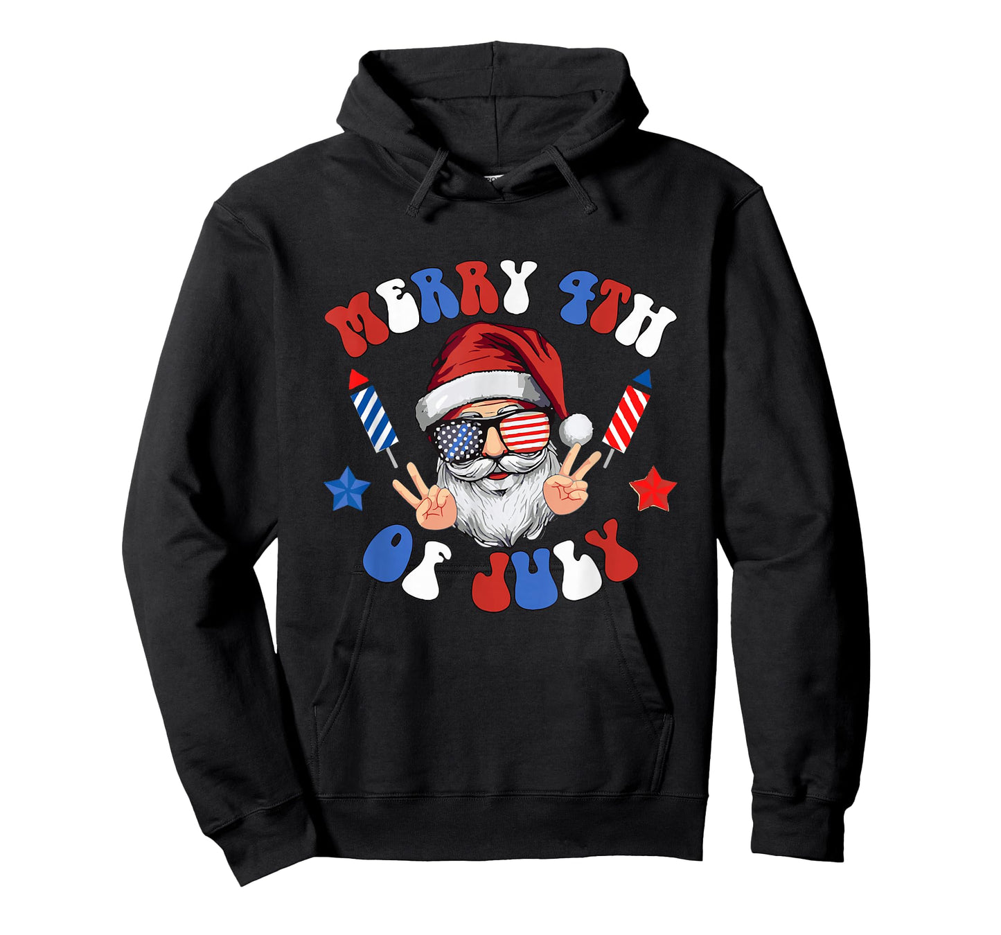 Santa Claus American USA Flag Christmas in July 4th of July T-Shirt