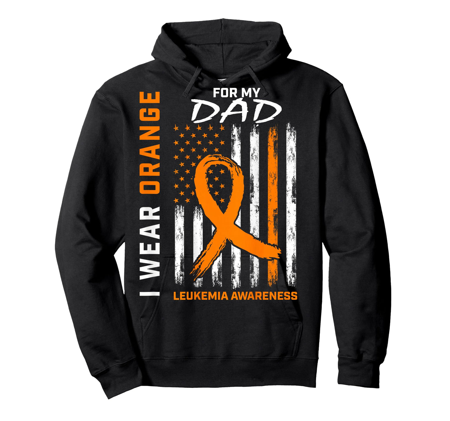 I Wear Orange for My Dad Leukemia Awareness American Flag T-Shirt