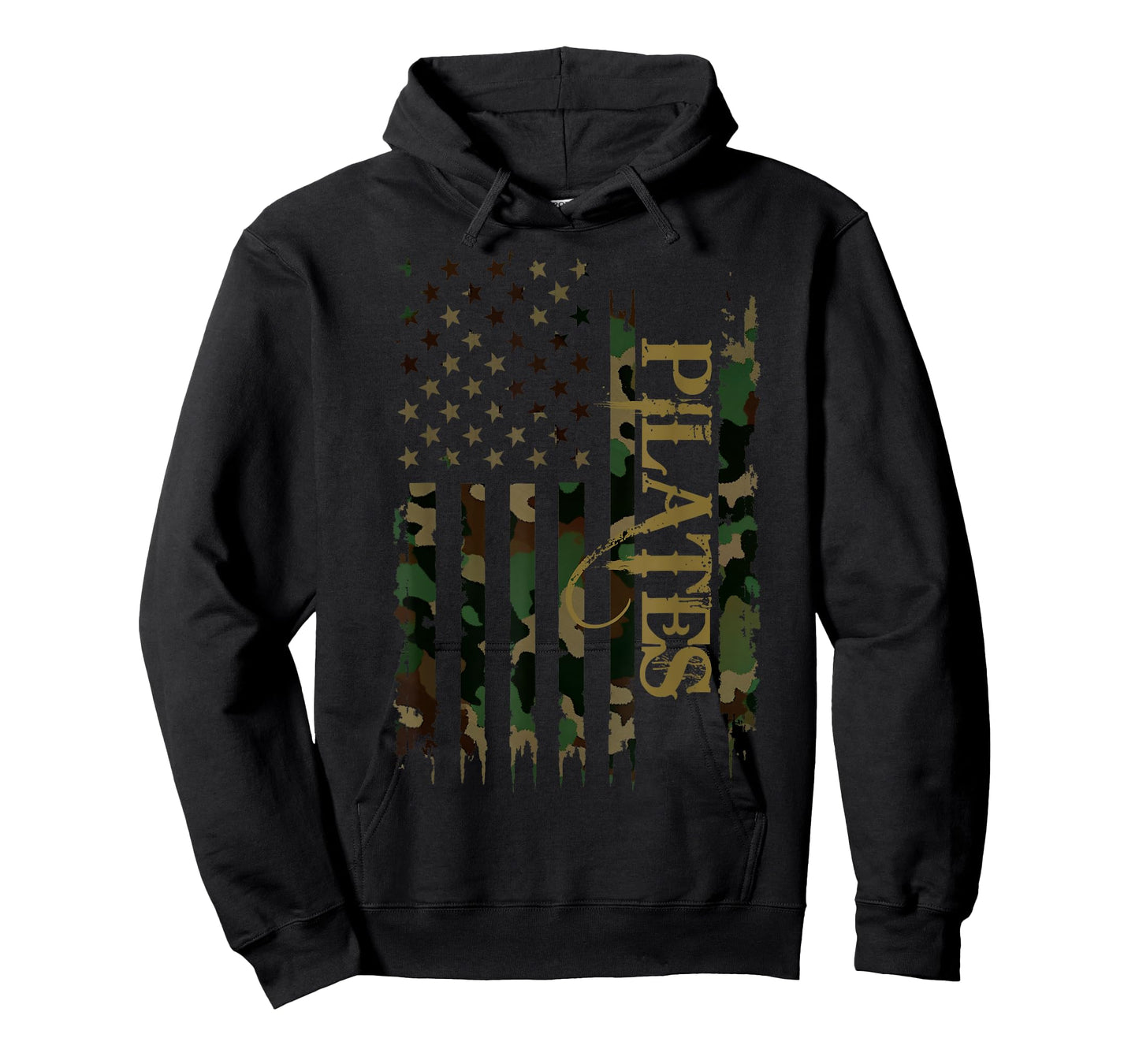 Pilates United States Distressed Camo w US Flag T-Shirt