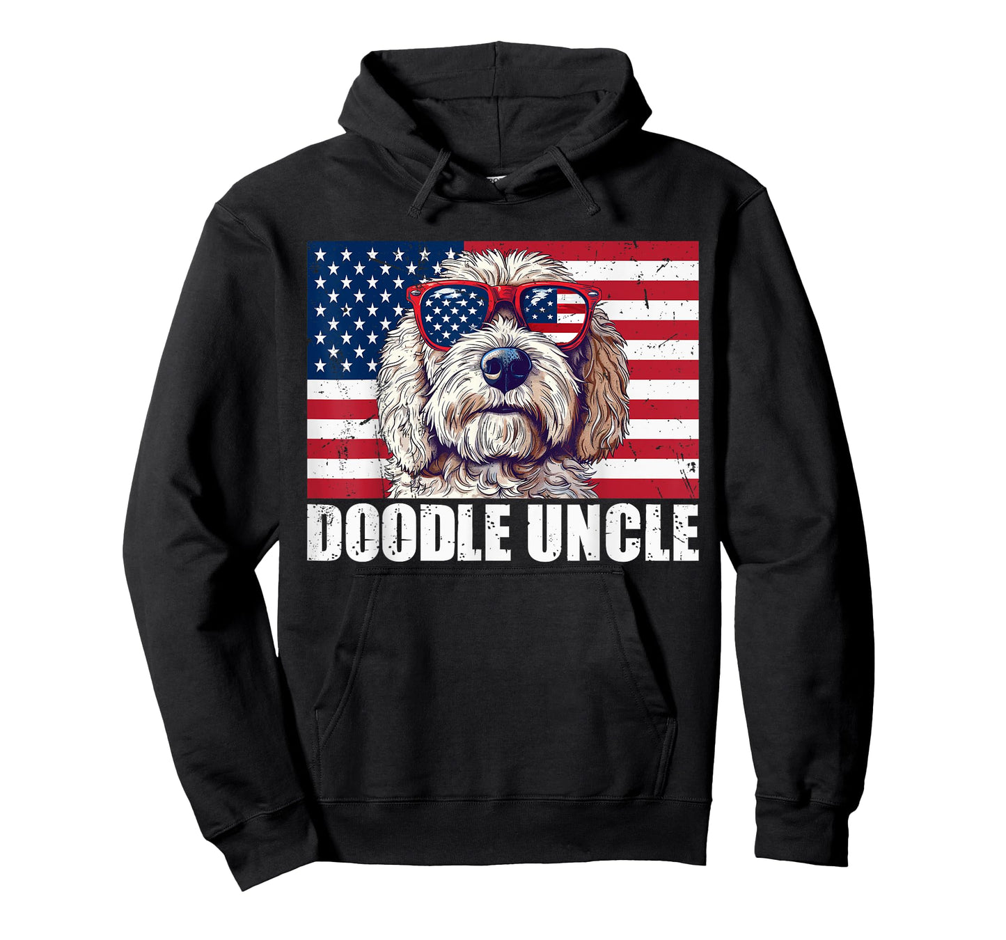 Doodle Uncle Goldendoodle US Flag Dog Lover 4th of July Women Kids Men T-Shirt