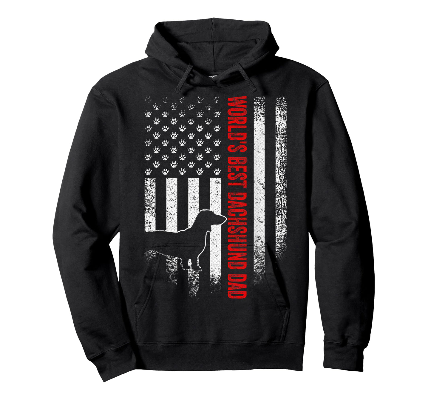 Vintage American Flag World's Best Dachshund Dad Silhouette T-Shirt for Women Men
