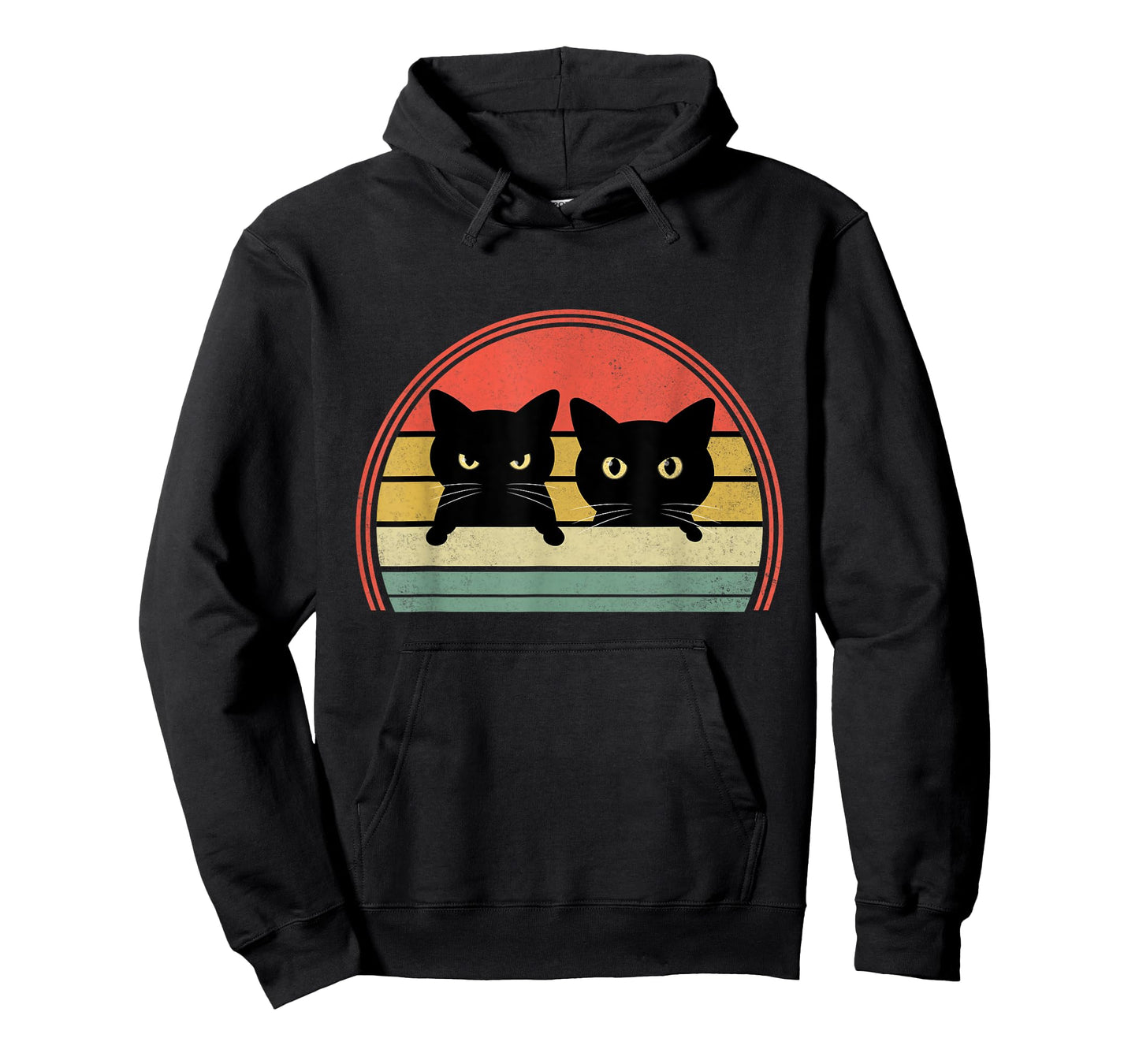 2 Black Cats Peeking Vintage Retro Cat Animal Lover T-Shirt for Men Women Girls Kids