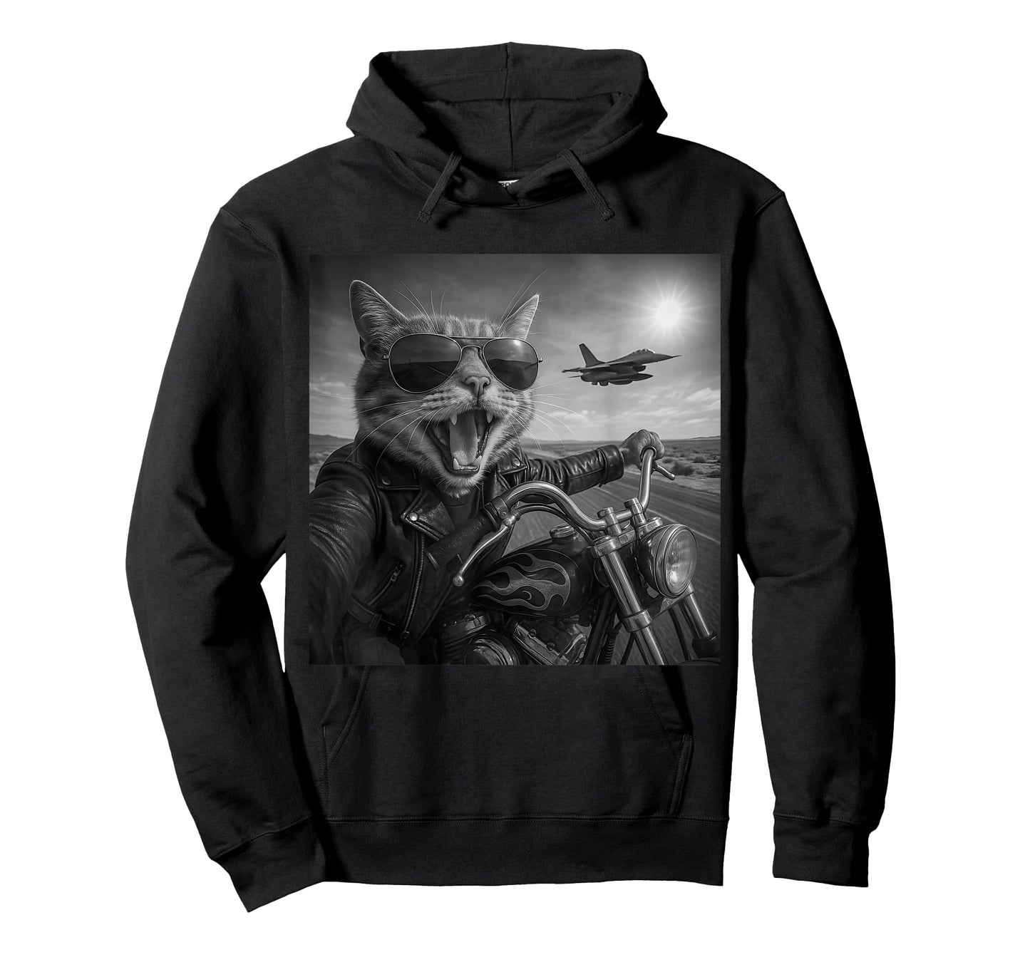 Funny Cat Biker Motorcycle Cat Selfie Jet Airplane Men Women T-Shirt