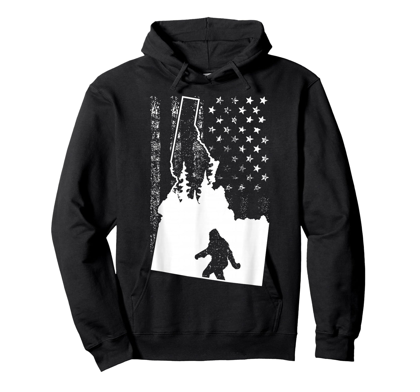 Idaho Bigfoot American Flag Silhouette Sasquatch Usa Flag T-Shirt
