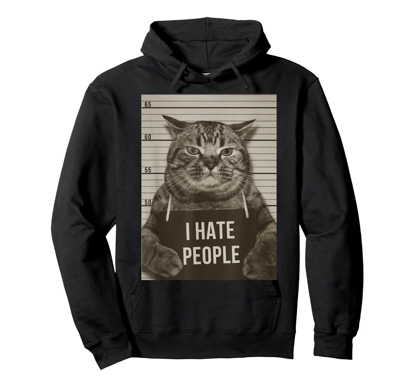 Funny Cat Police Mugshot I Hate People T-Shirt