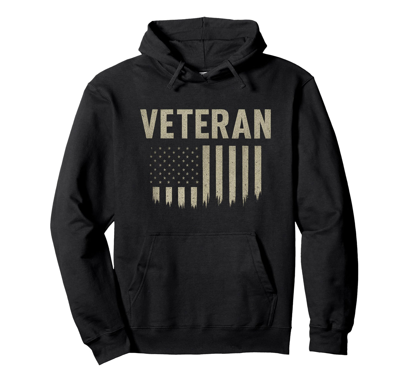 Veteran with Distressed USA Flag Printed on Back T-Shirt