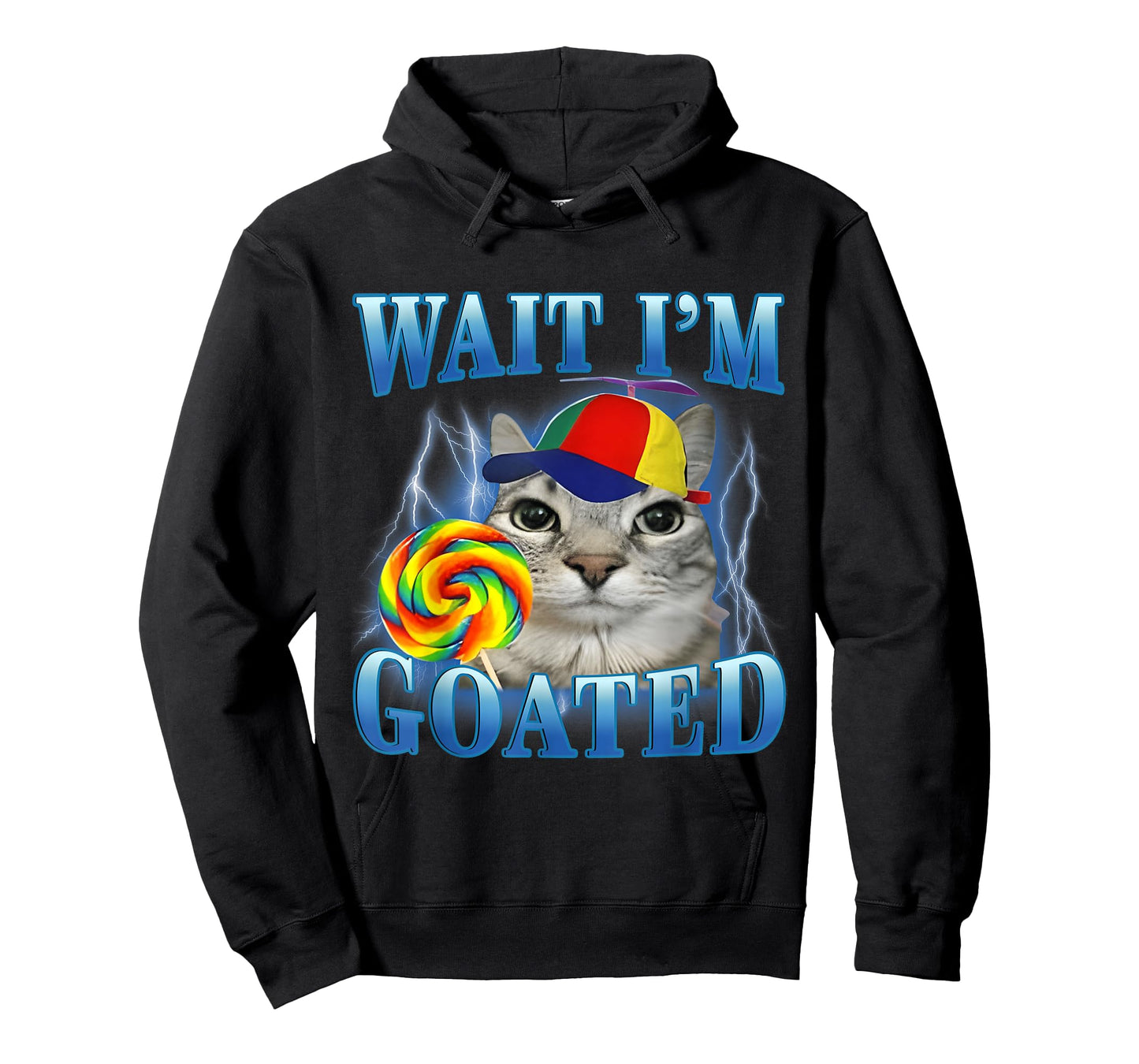Wait I'm Goated Lollipop Cat Meme Funny Silly Cats Brainrot T-Shirt