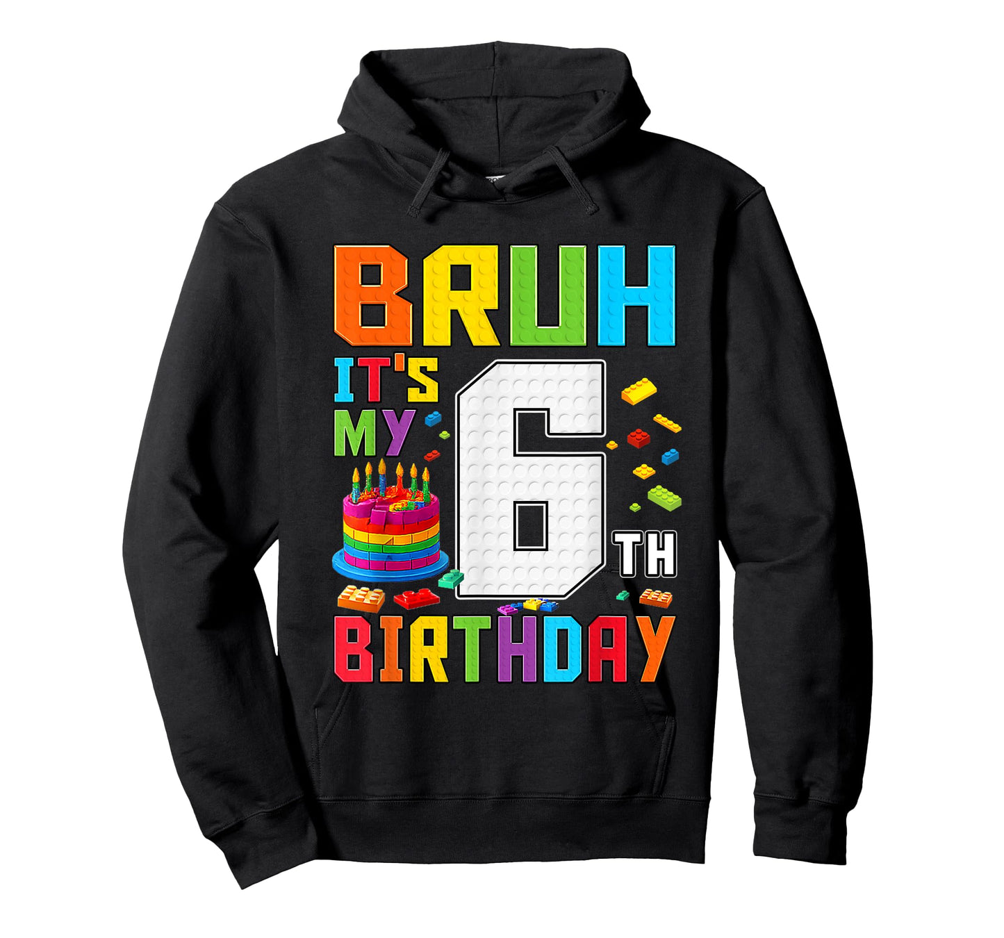 Kid 6 Year Old Building Blocks Bruh It's My 6th Birthday Boy T-Shirt