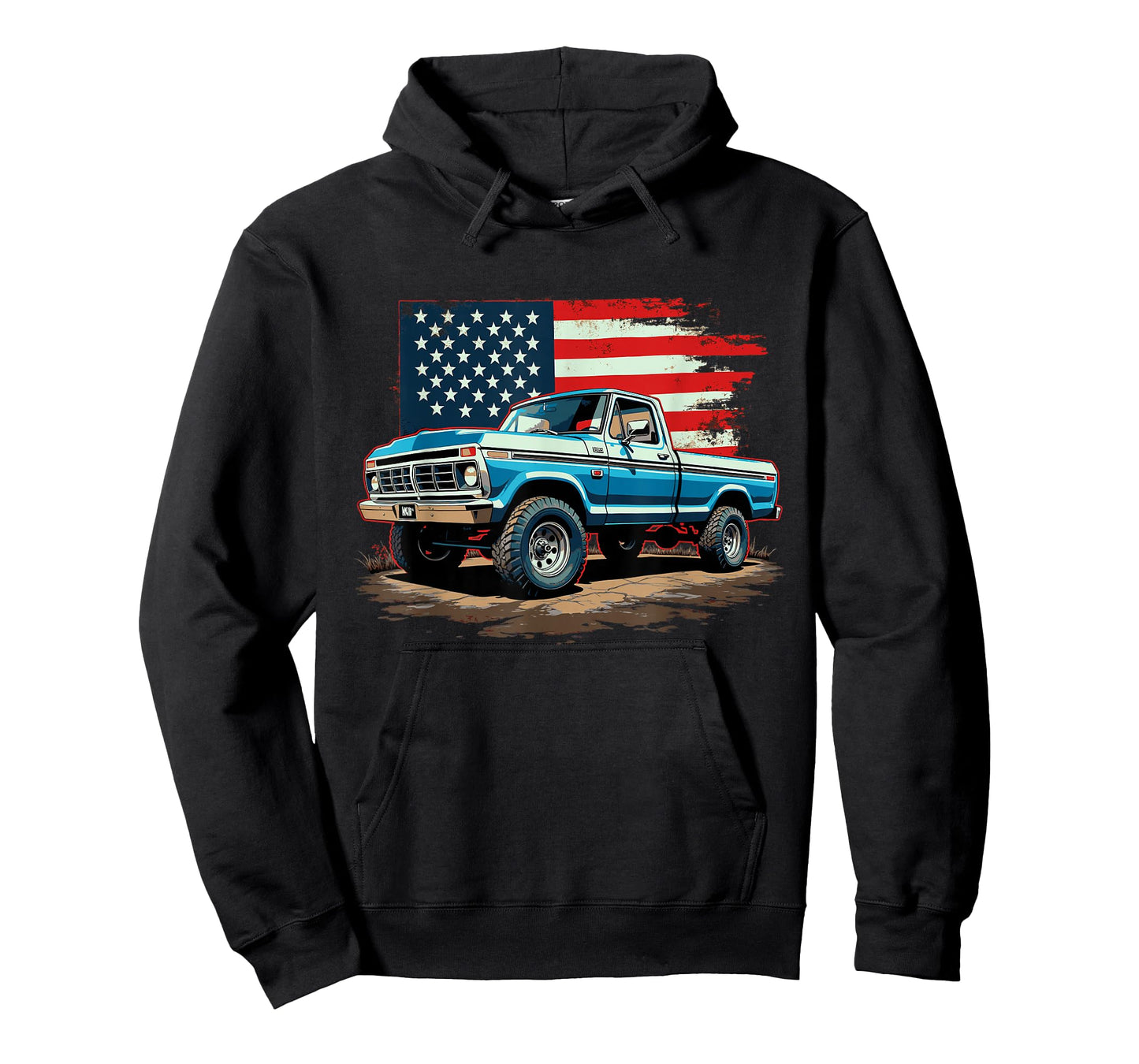Dentside Classic Truck Dentside Lifted Highboy 4x4 Patriotic T-Shirt
