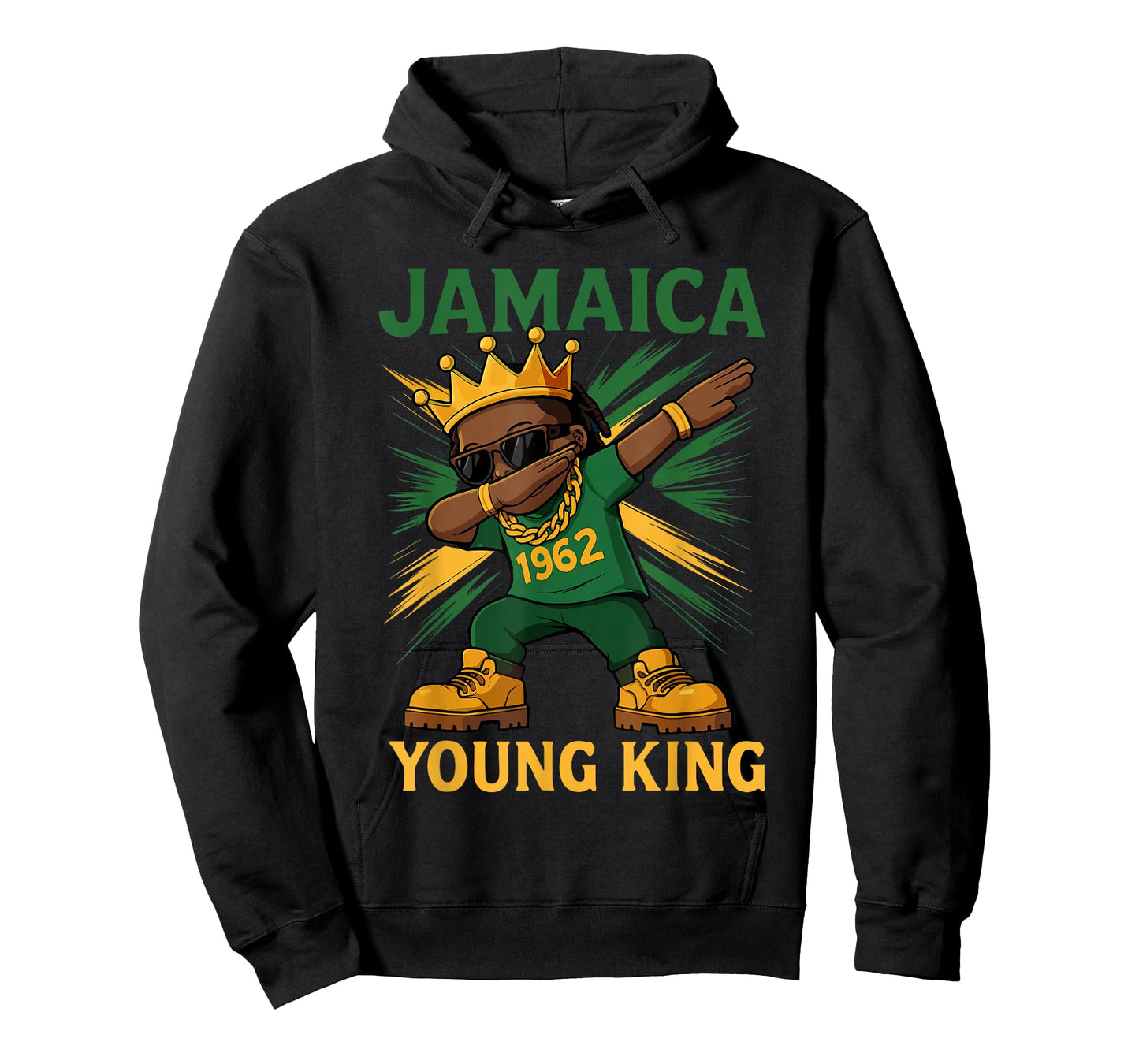 Jamaica Young King Dabbing Proud Jamaican Flag For Boys T-Shirt