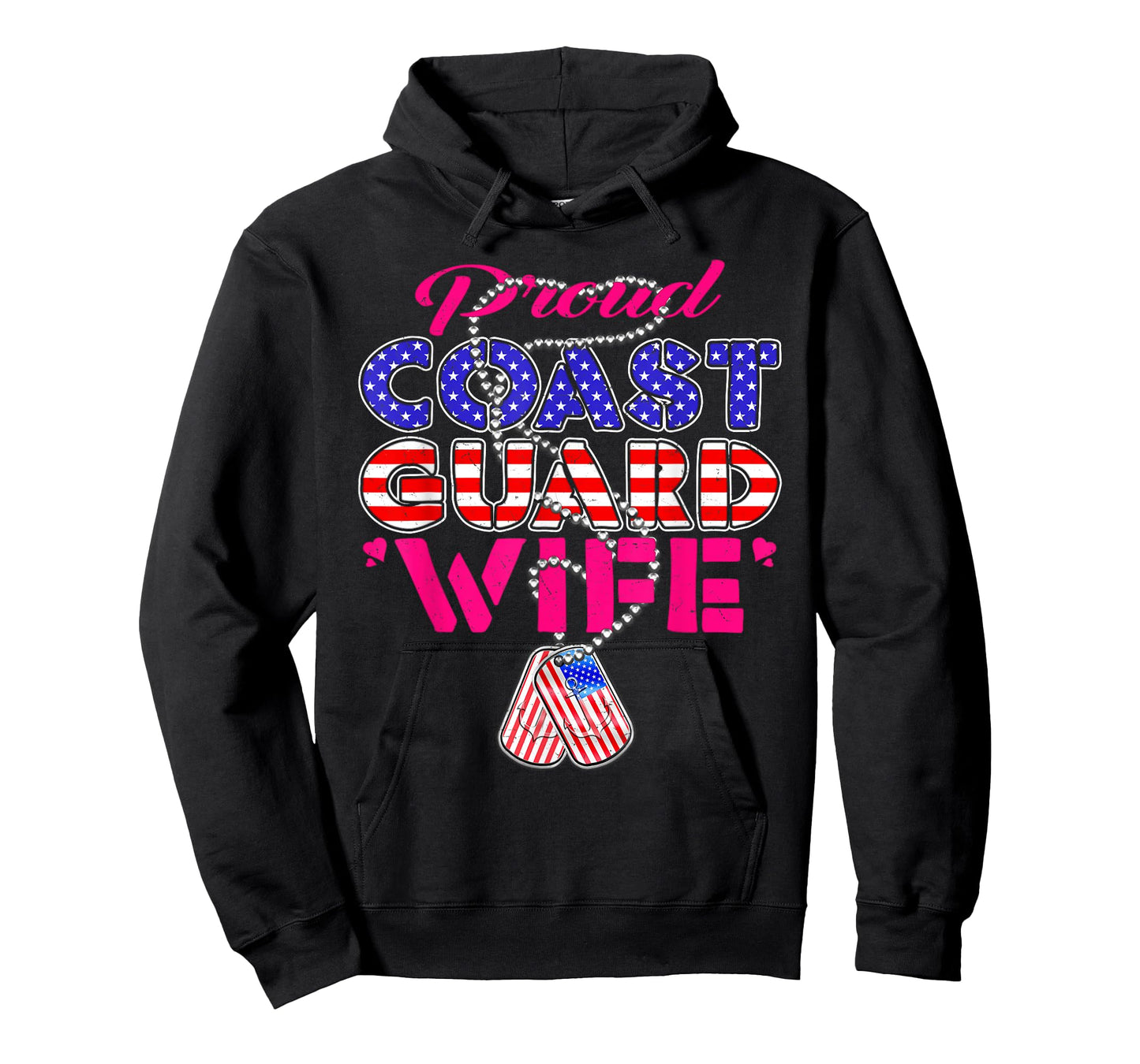 Proud US Coast Guard Wife US Flag Dog Tags Military Spouse Men Women T-Shirt