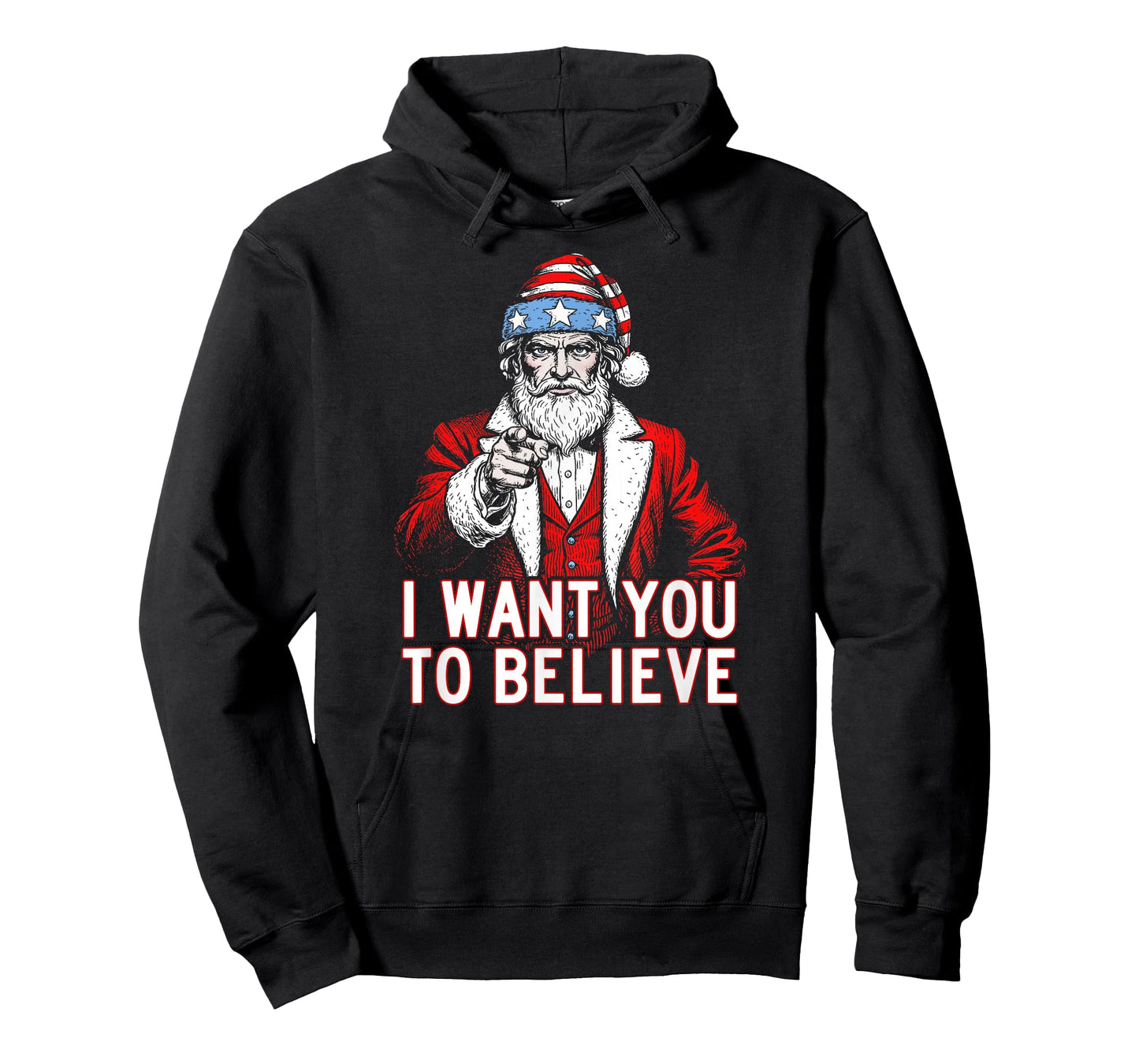 Patriotic Santa Uncle Sam Christmas Shirt- Xmas Believe USA T-Shirt