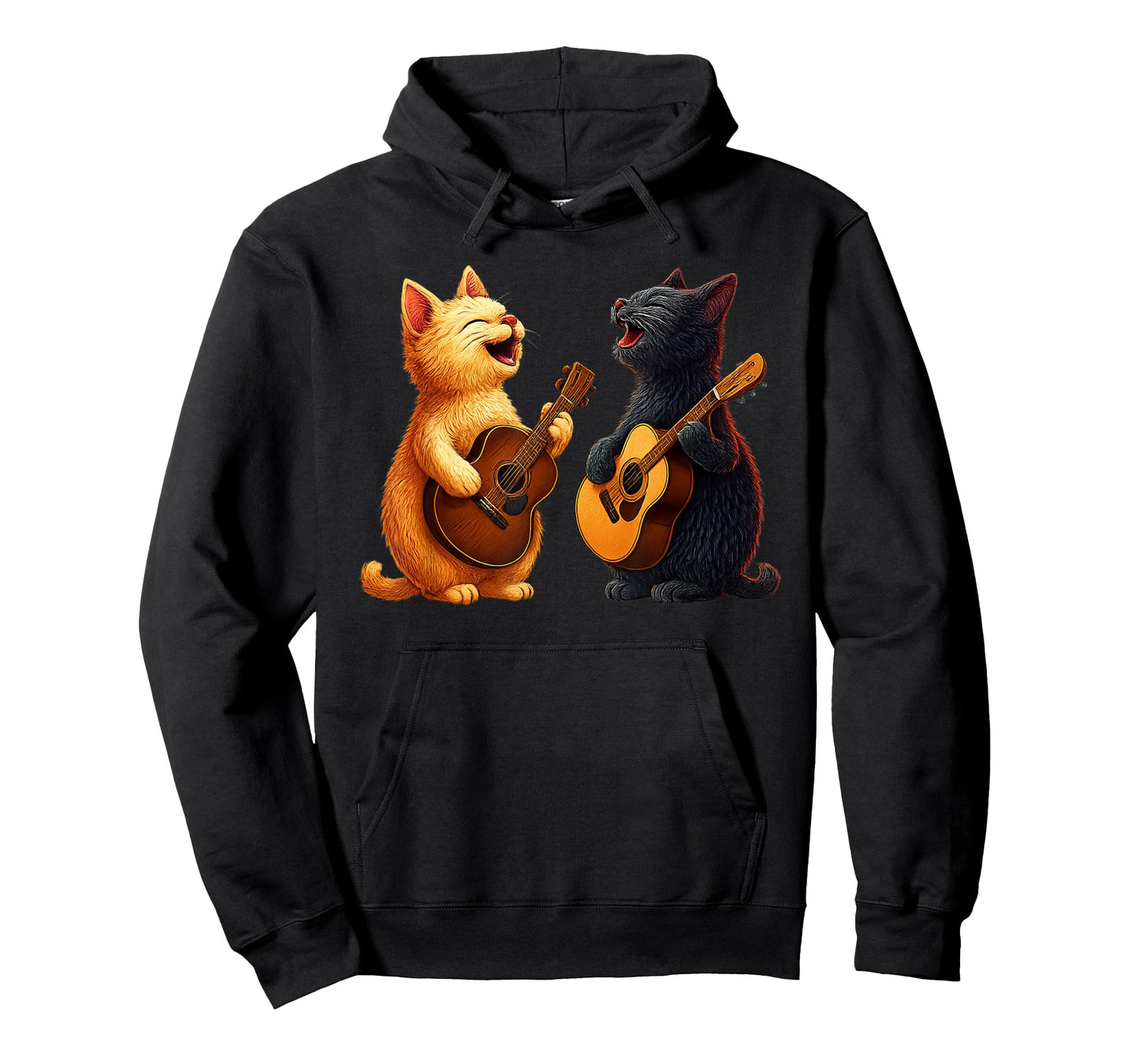 Cute Cats Playing Guitar Musician Music T-Shirt