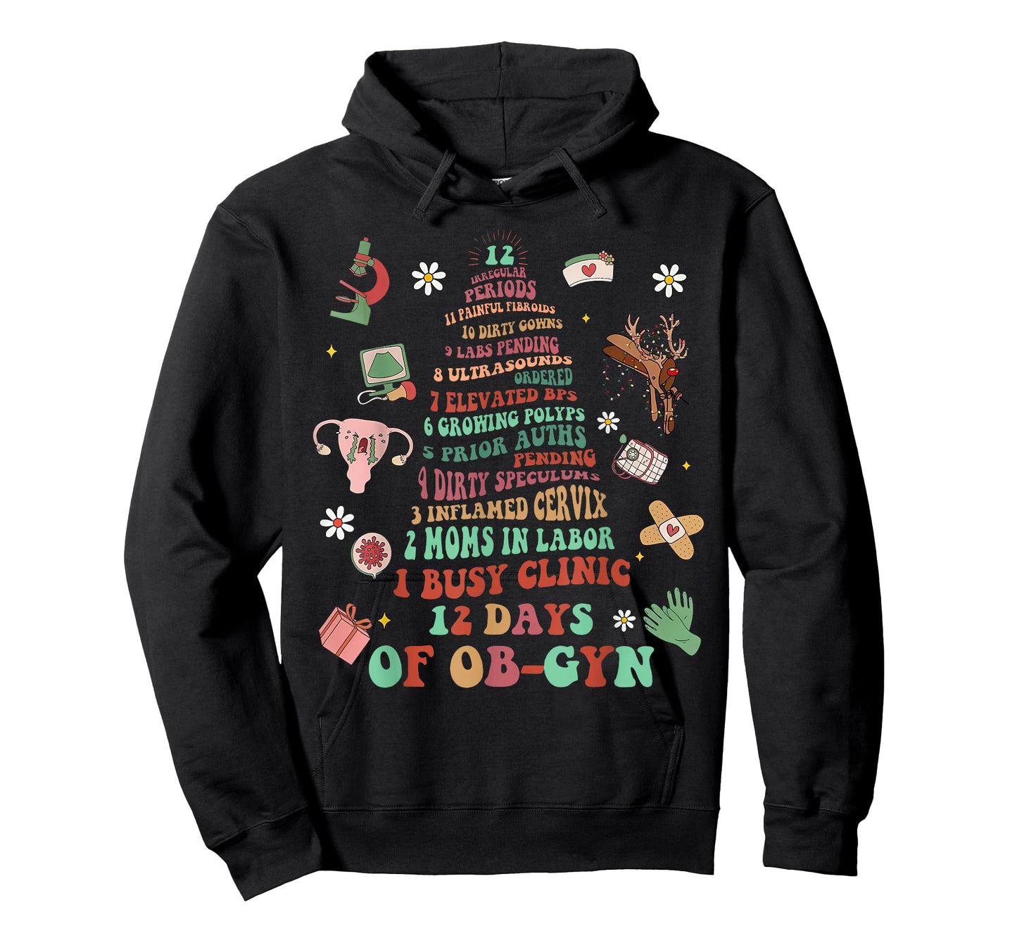 12 Days of OB-GYN Christmas Tree Labor & Delivery Nurse Xmas T-Shirt