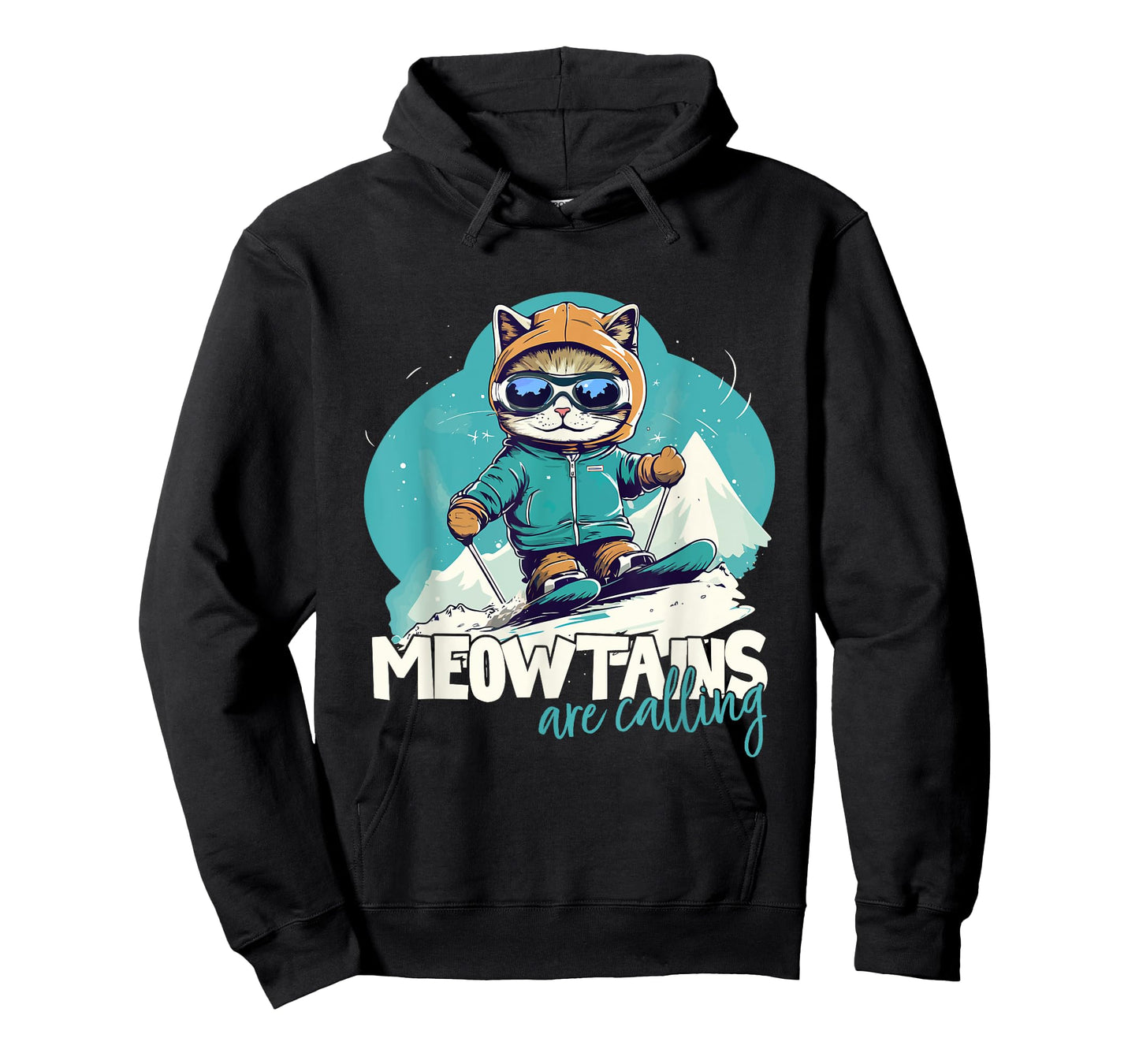 Skiing Cat Winter Sports Adventure Downhill Fun T-Shirt for Men Women Girls Kids