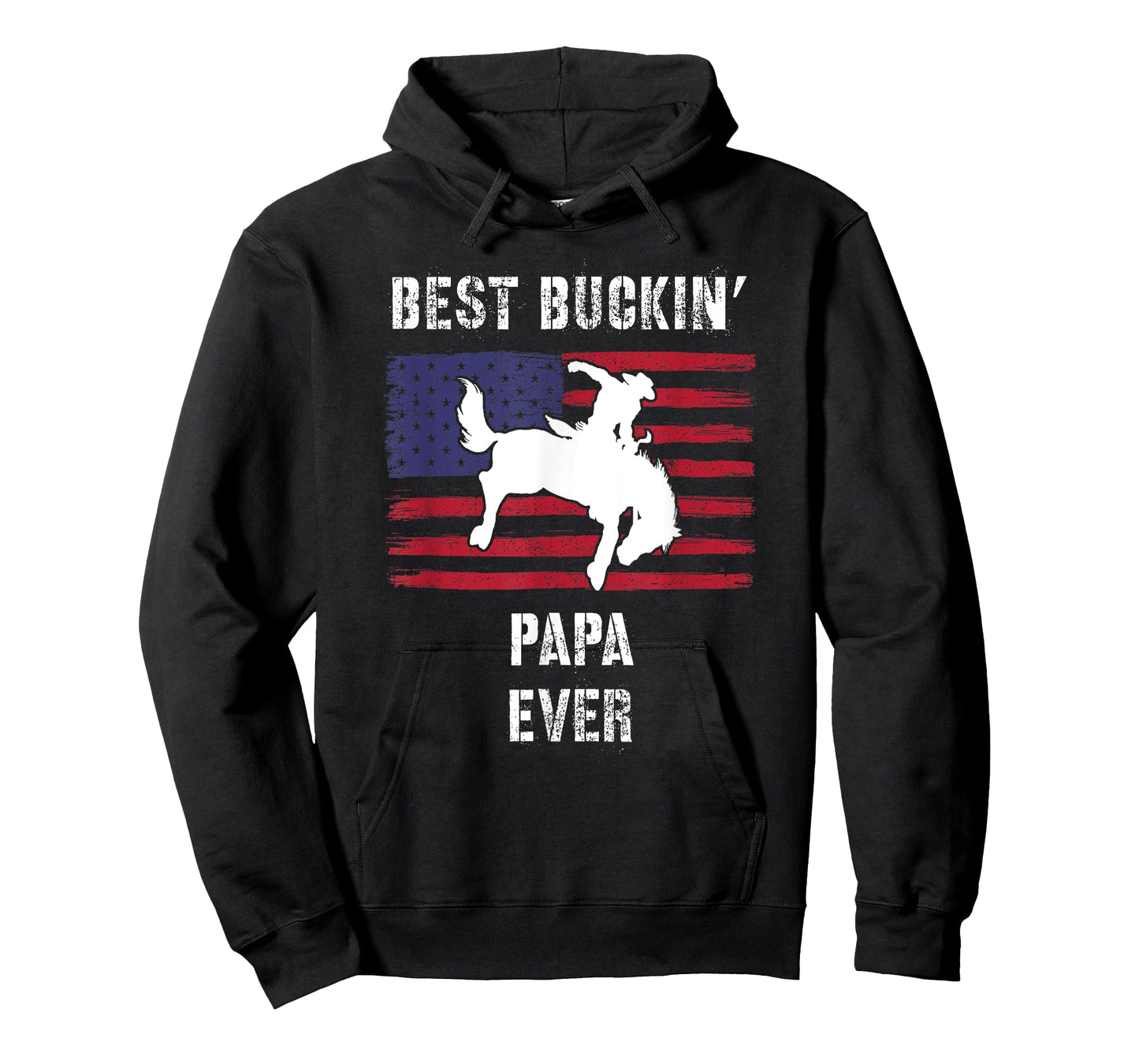 Best Buckin' Papa Ever American Flag Rodeo Cowboy Western T-Shirt