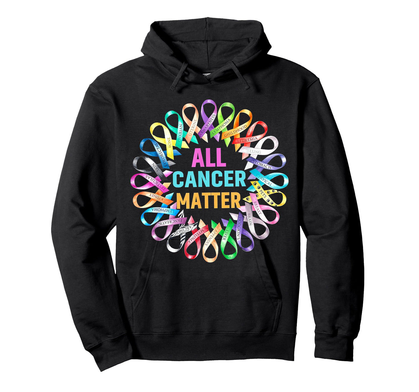 All Cancer Matter Colorful Ribbons Cancer Awareness T-Shirt