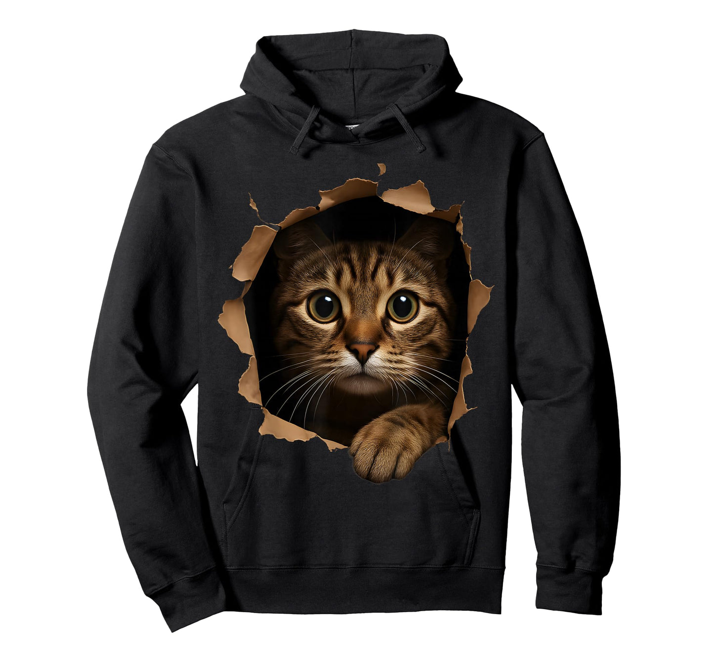 Cute kitten looks from torn fabric Funny Cat Lovers T-Shirt