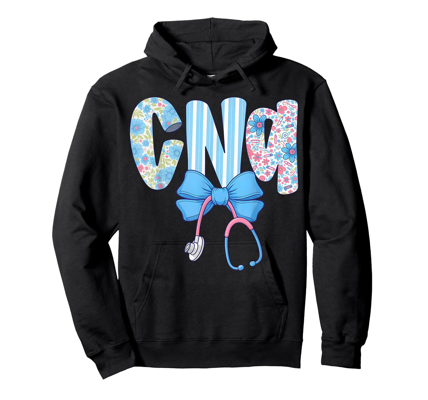 Coquette CNA Nurse Blue Floral Stethoscope Bow Cute Nurse T-Shirt