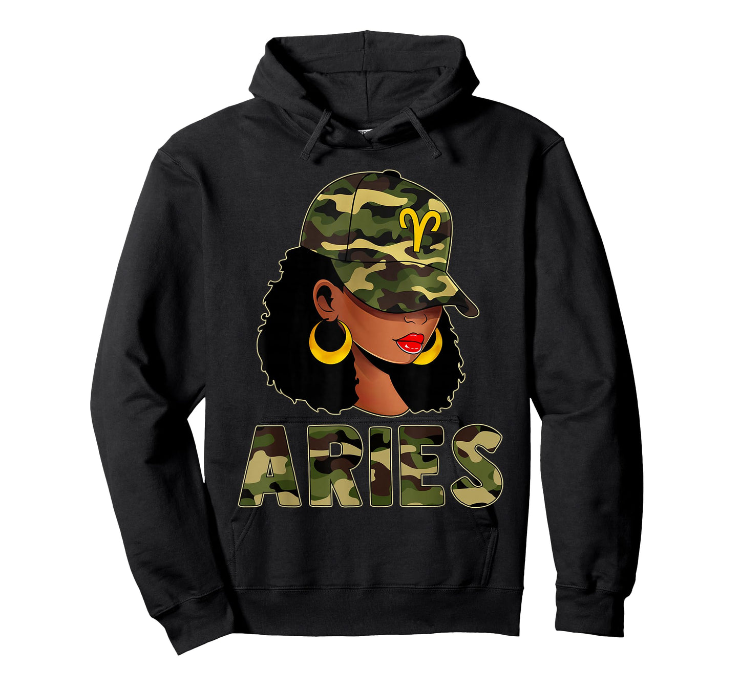 Aries Queen Camouflage Black Woman Cap Zodiac Sign T-Shirt