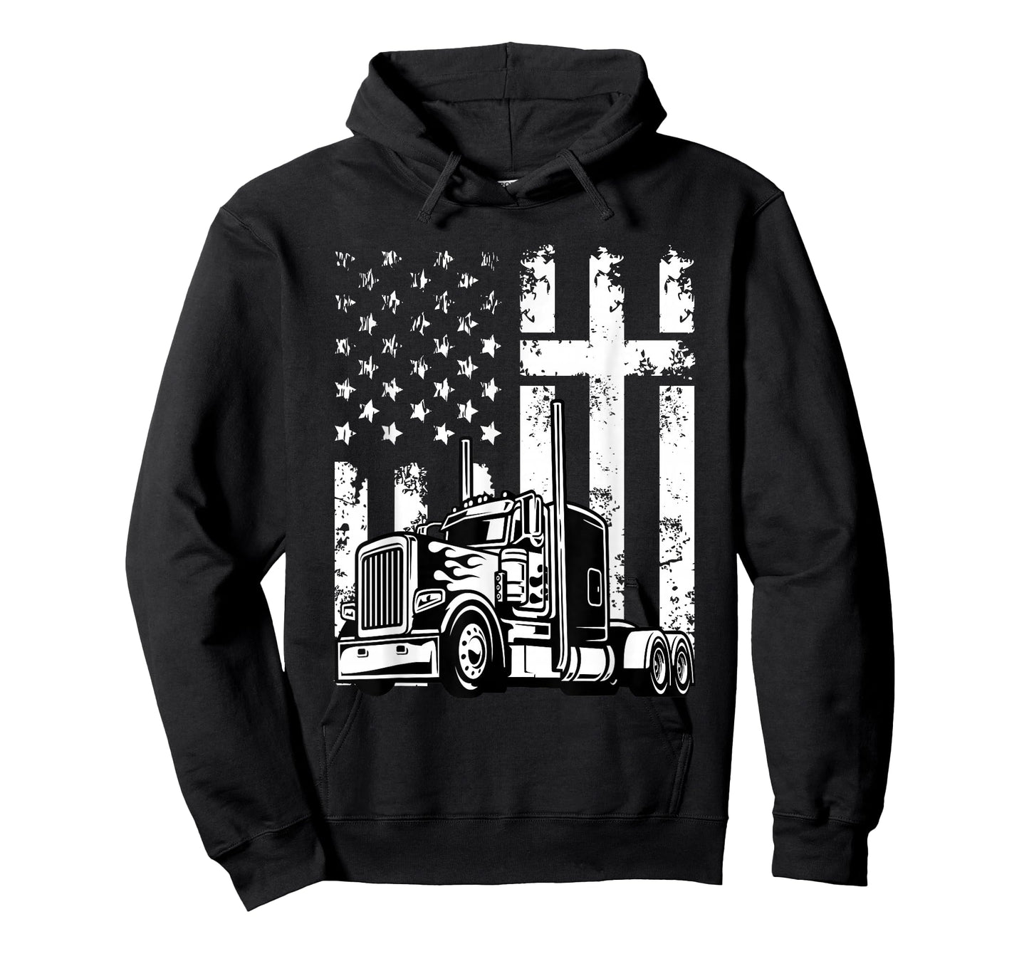Semi Truck American Flag Christian Truck Driver Patriotic T-Shirt