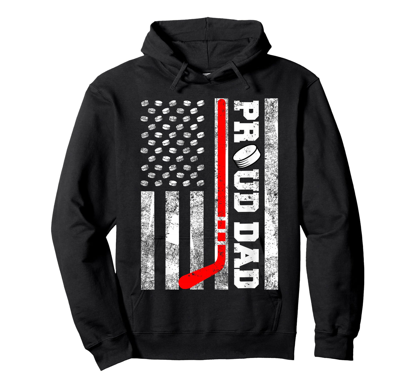 Proud Dad American Distressed Flag Funny Hockey Dad T-Shirt