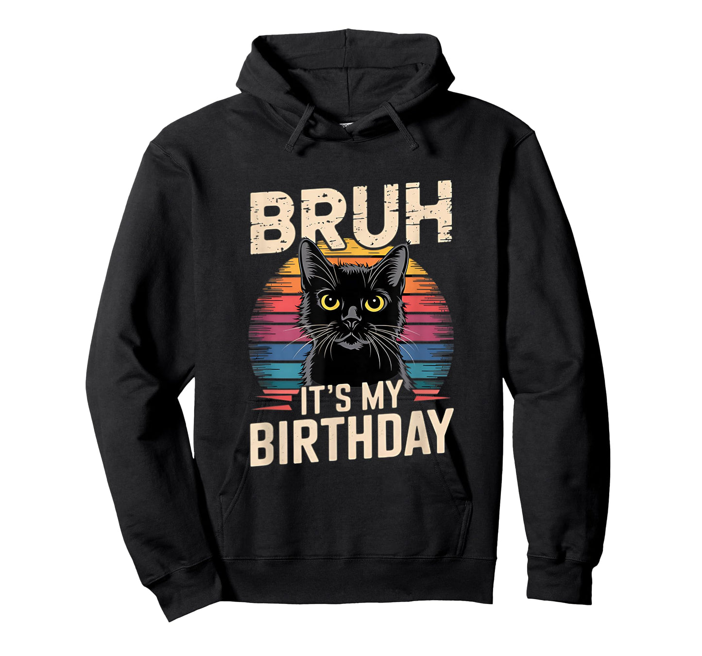 Bruh It's My Birthday Cat Retro Sunset T-Shirt