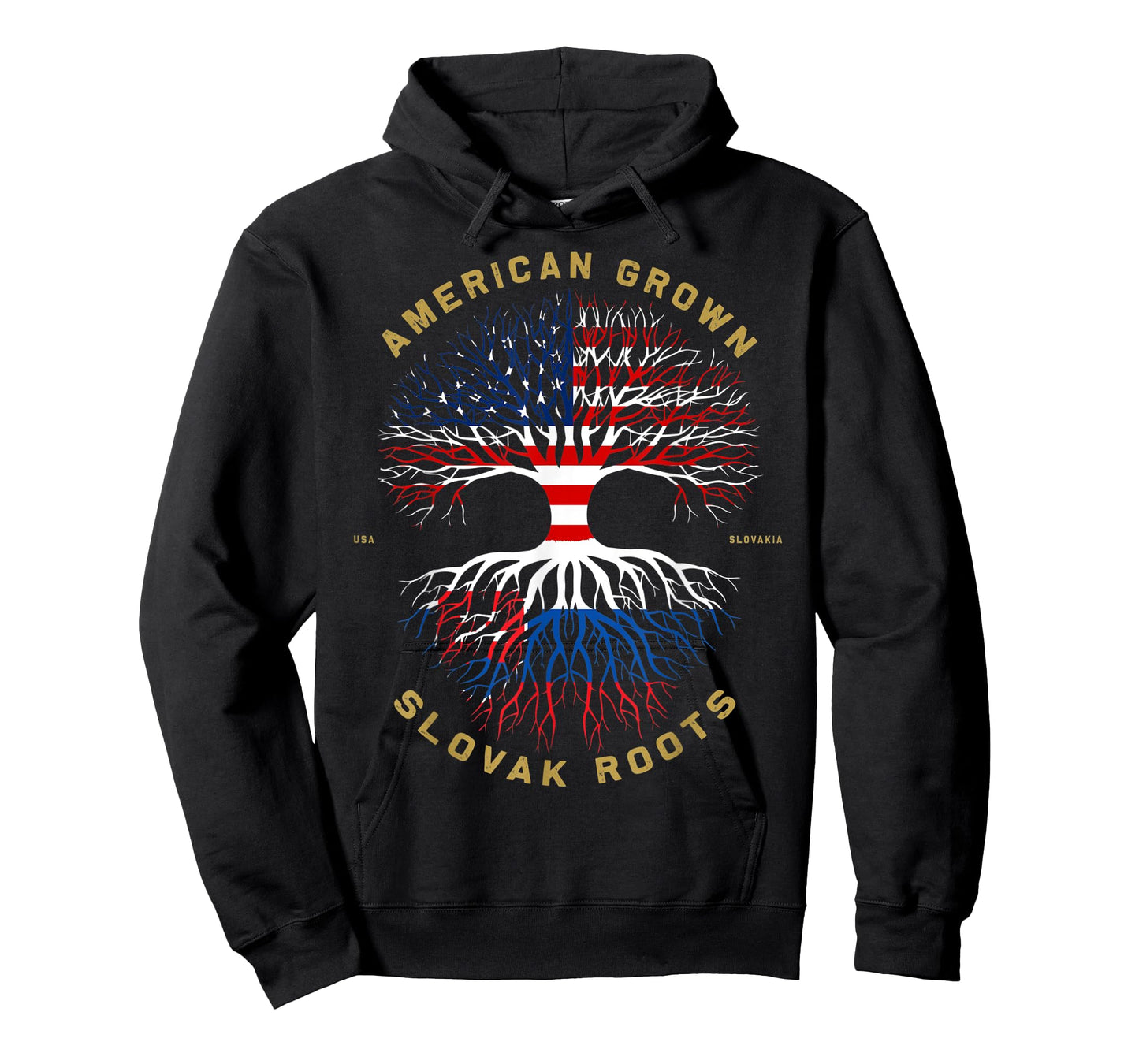 American Grown With Slovak Roots Tree USA Flag Unique Gifts T-Shirt