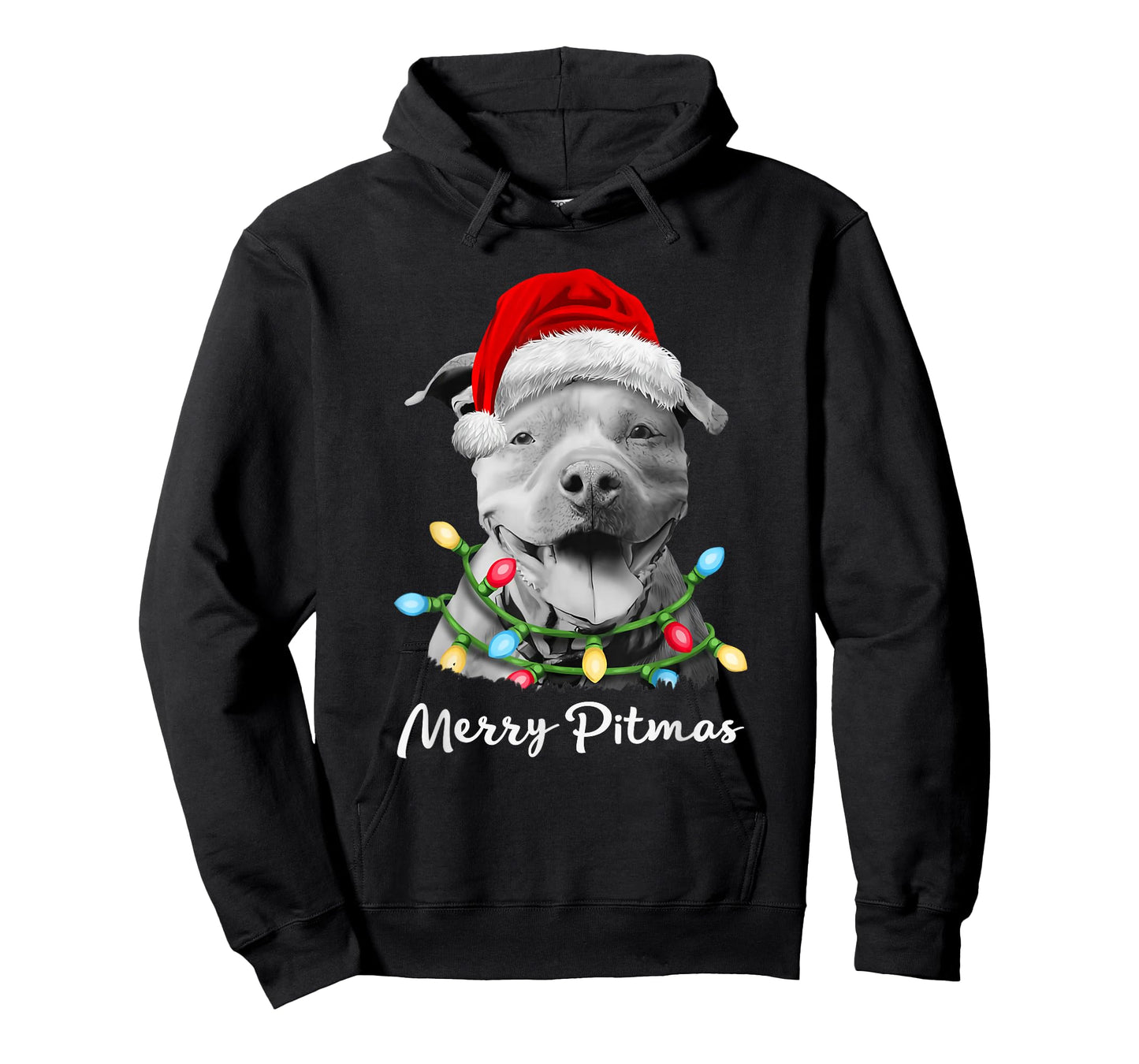 Pit Bull Santa Christmas Tree Lights Xmas Merry Pitmas T-Shirt