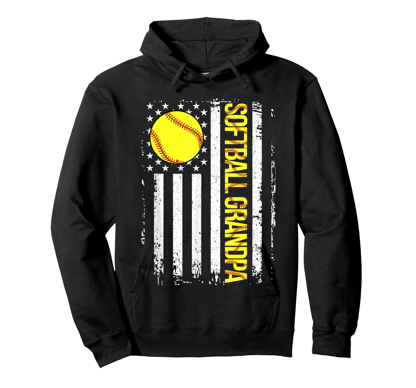 Softball Grandpa American Flag Vintage ic Game Day T-Shirt