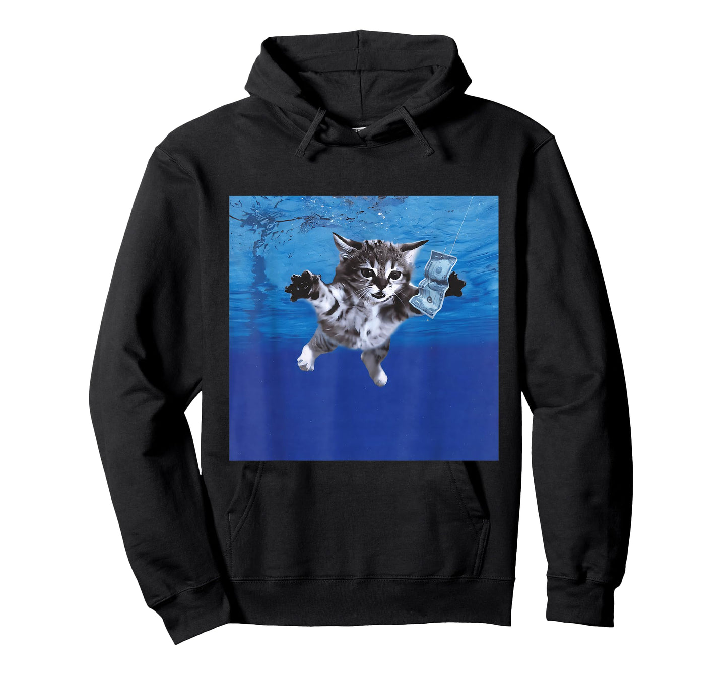 Parody Cat Chasing Money Humorous Cat Swimming Pool Kitten T-Shirt
