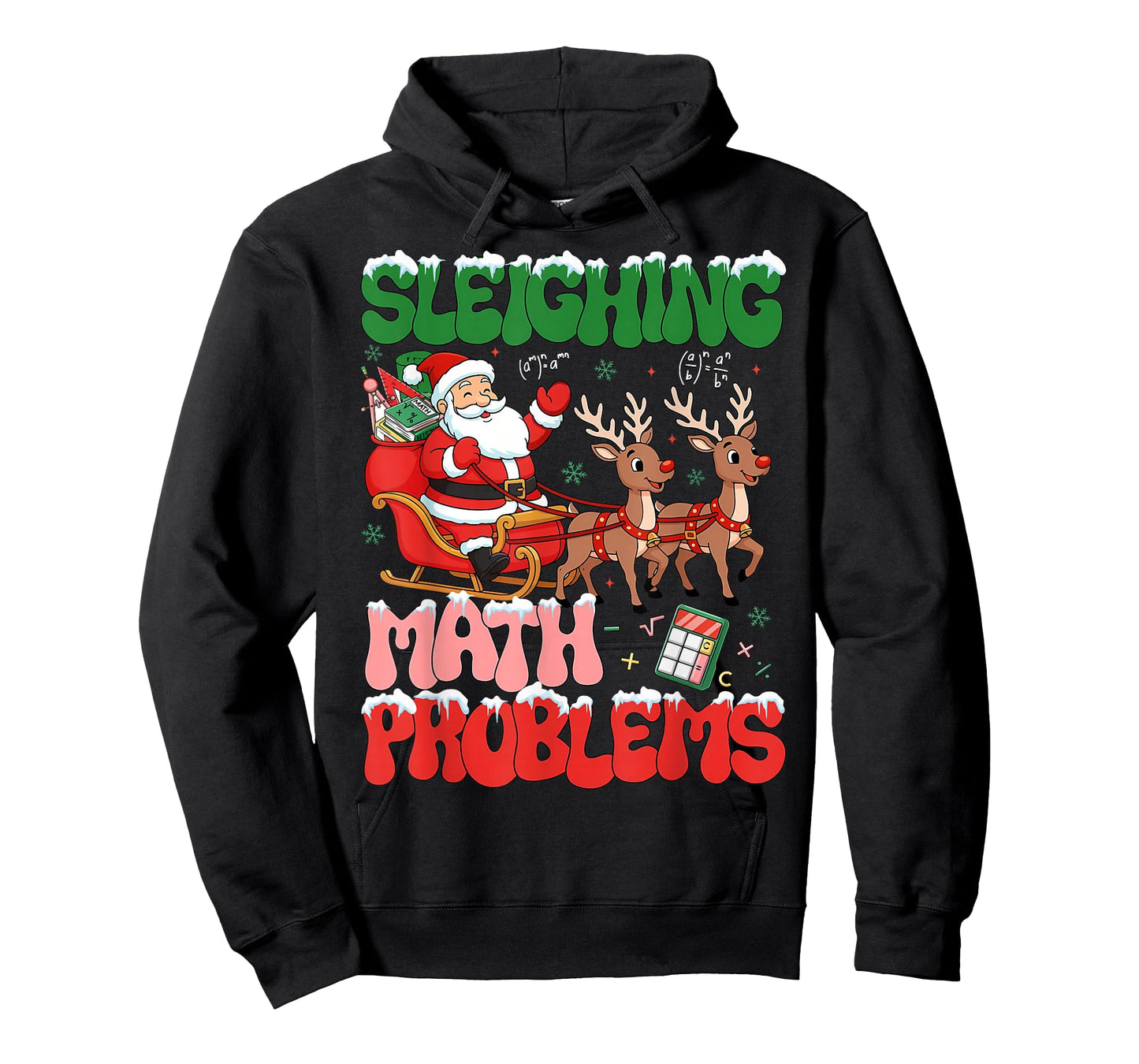 Retro Sleighing Math Problems Santa Math Teacher Christmas T-Shirt