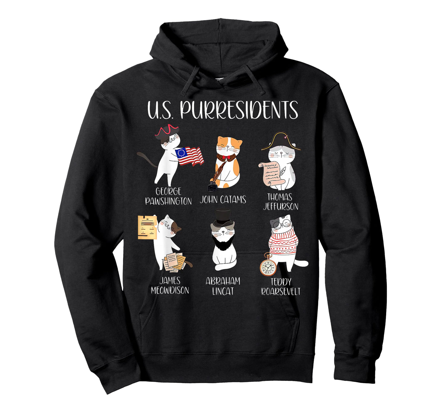 American History Teacher Cute Cats History Lovers Unisex-Adults T-Shirt, Black, Small, Short Sleeve, Modern Classic Fit, Crew Neck, Cartoon Pattern
