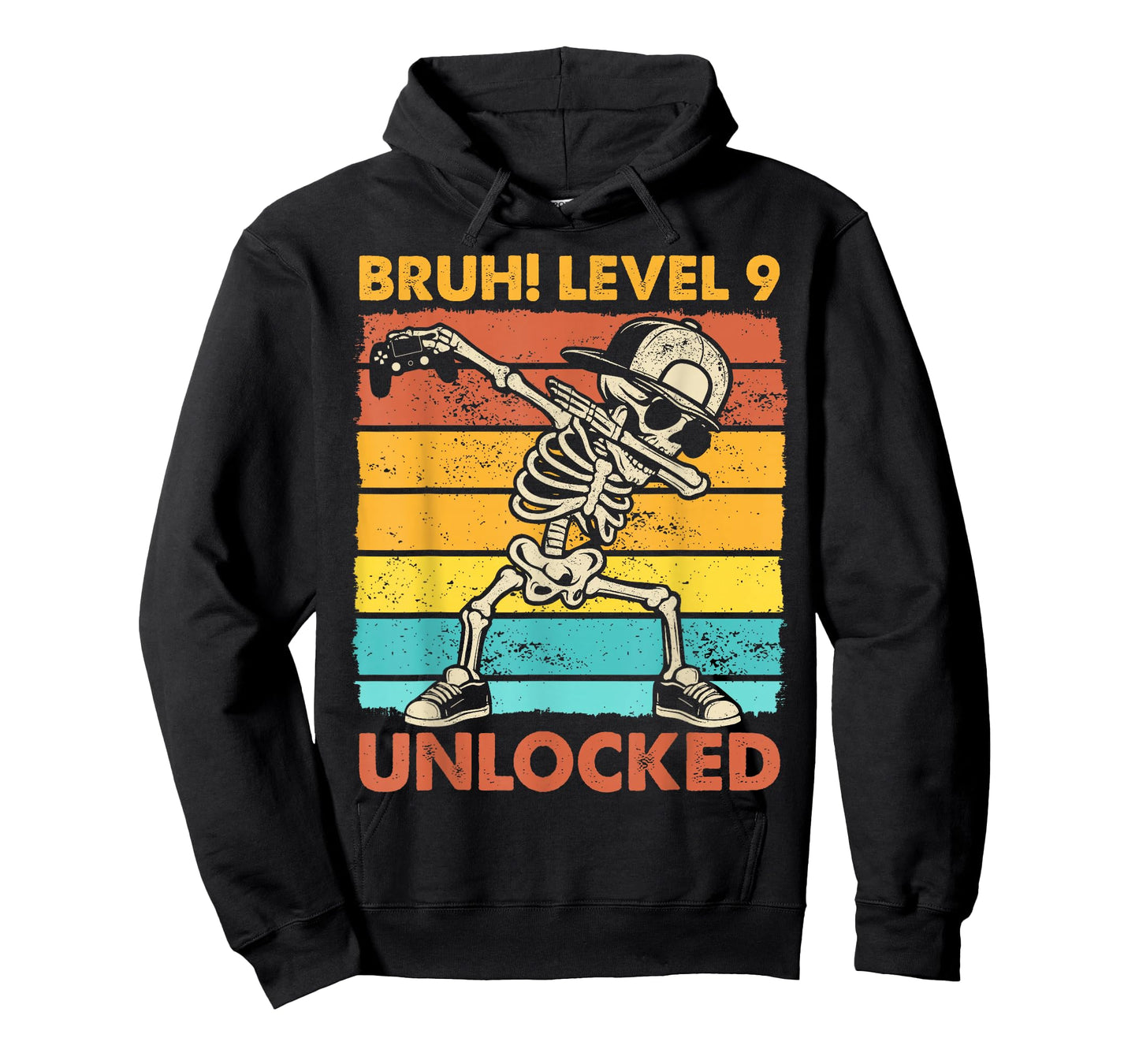 Bruh Level 9 Unlocked Skeleton Gamer 9th Birthday Boy Kids T-Shirt